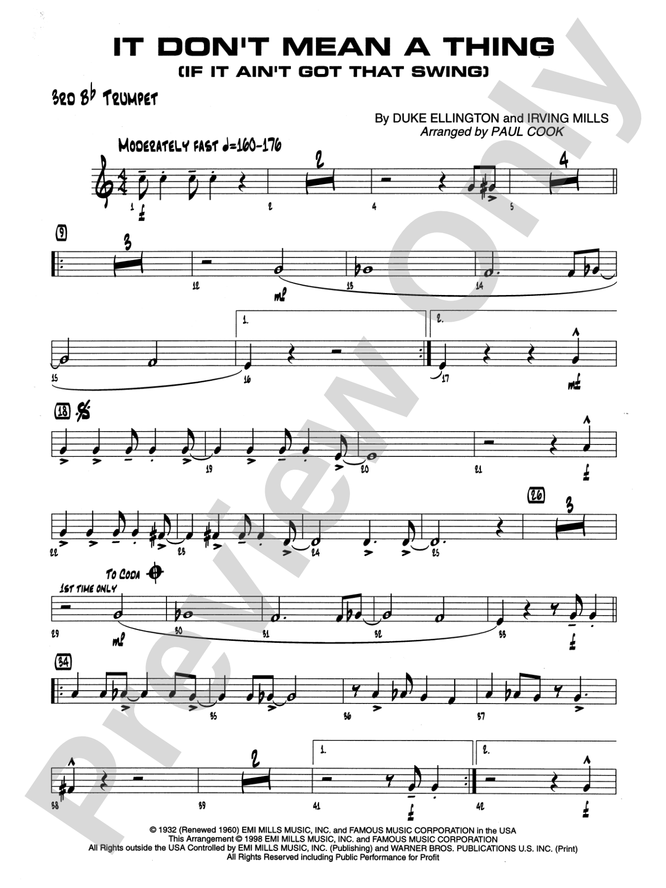 It Don't Mean a Thing (If It Ain't Got That Swing): 3rd B-flat Trumpet