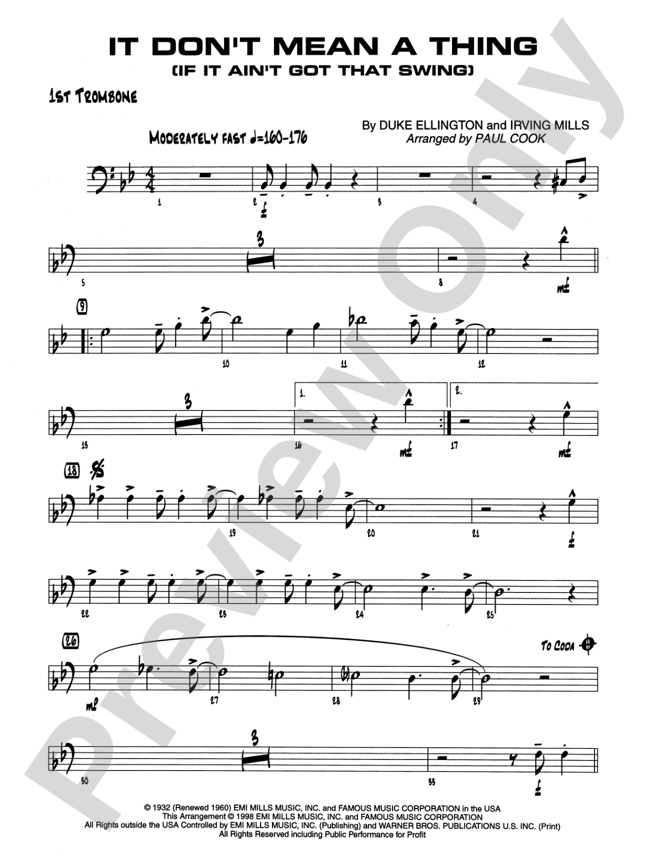 It Don't Mean a Thing (If It Ain't Got That Swing): 1st Trombone