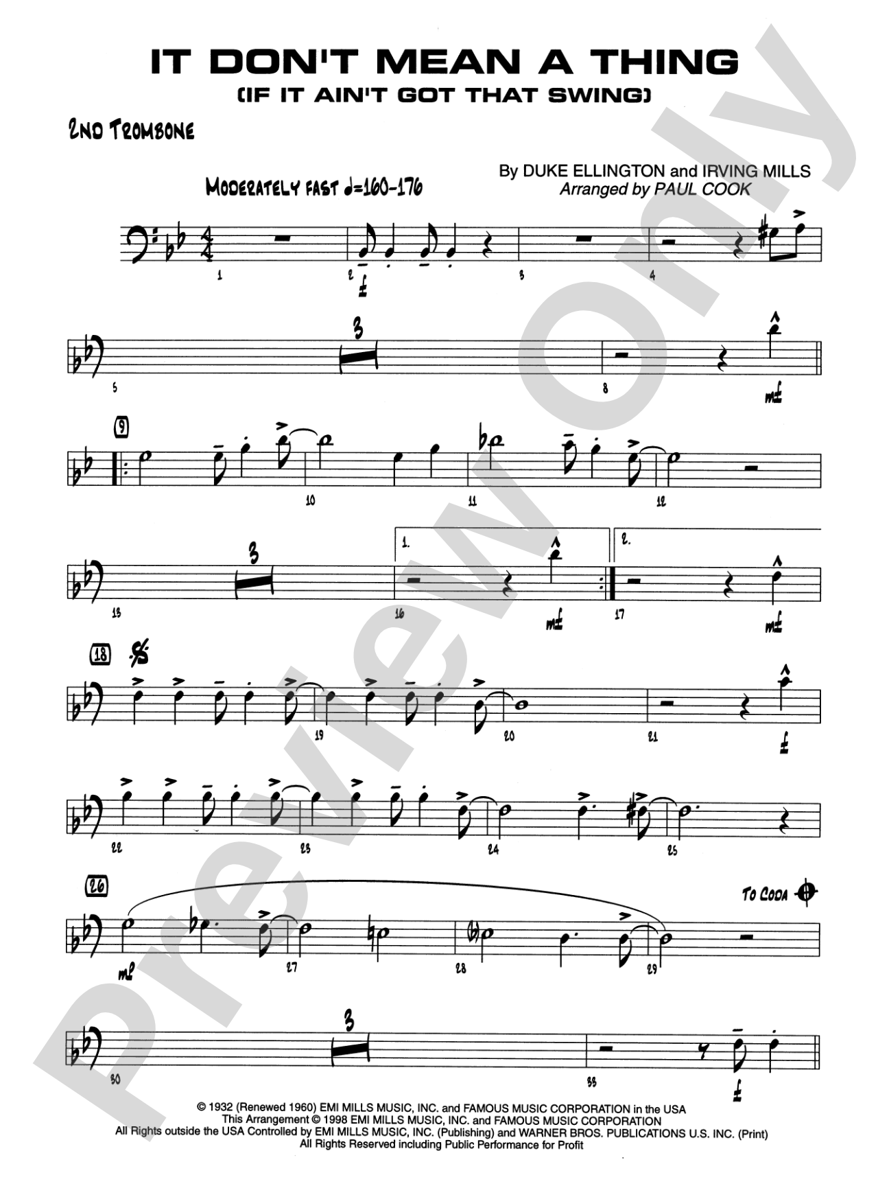It Don't Mean a Thing (If It Ain't Got That Swing): 2nd Trombone