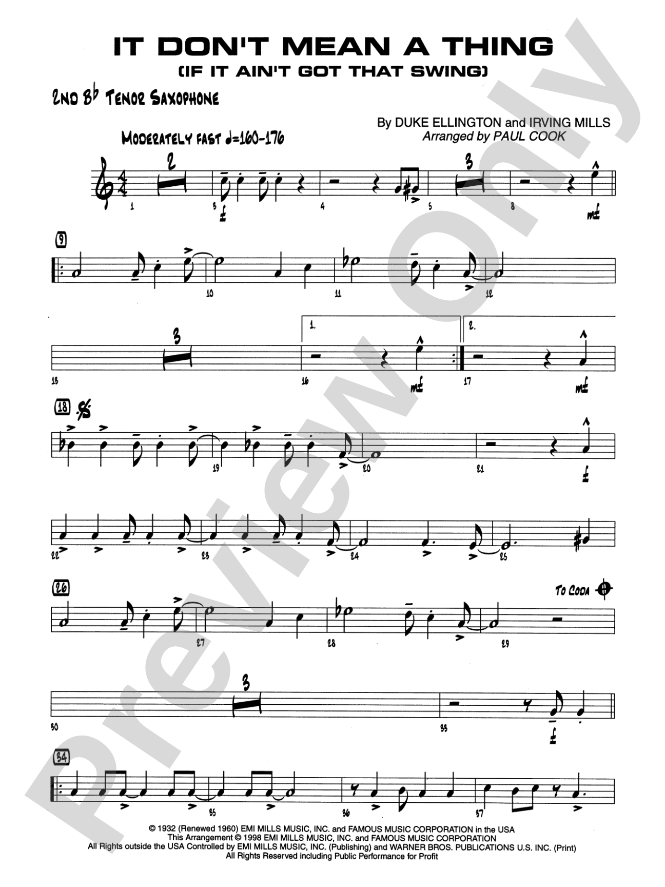 It Don't Mean a Thing (If It Ain't Got That Swing): 2nd B-flat Tenor Saxophone