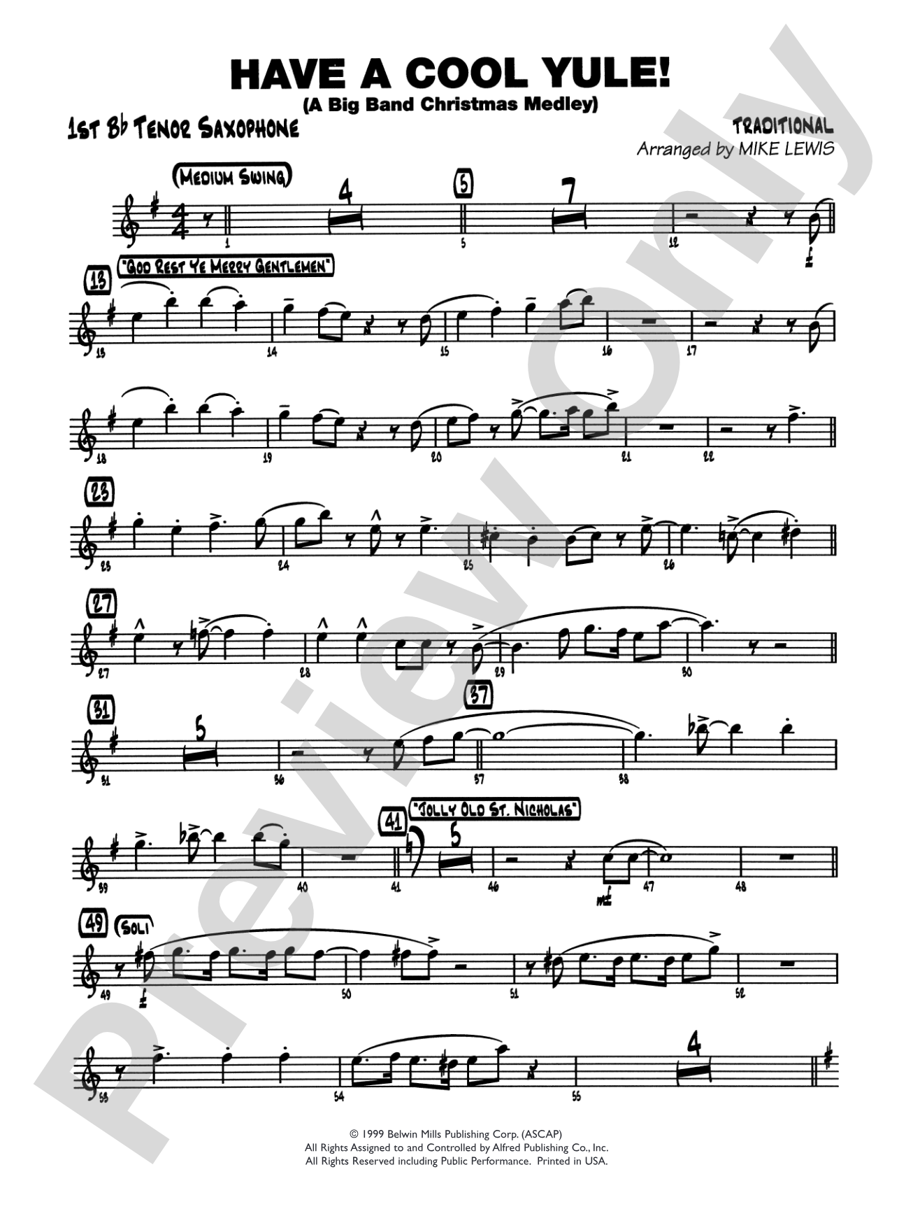 Have a Cool Yule: B-flat Tenor Saxophone