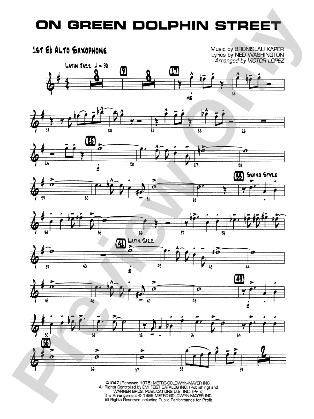 On Green Dolphin Street: E-flat Alto Saxophone