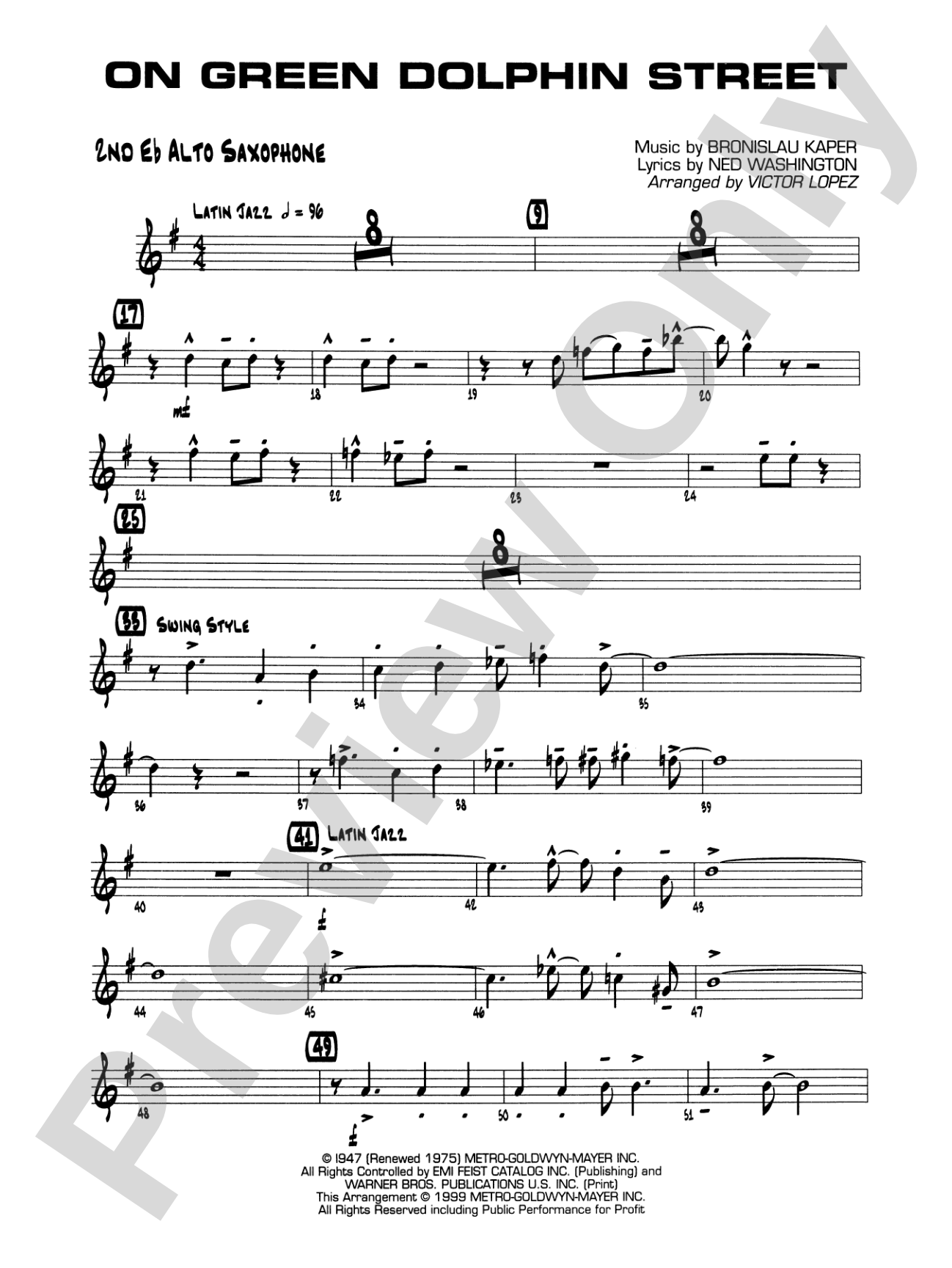 On Green Dolphin Street: 2nd E-flat Alto Saxophone