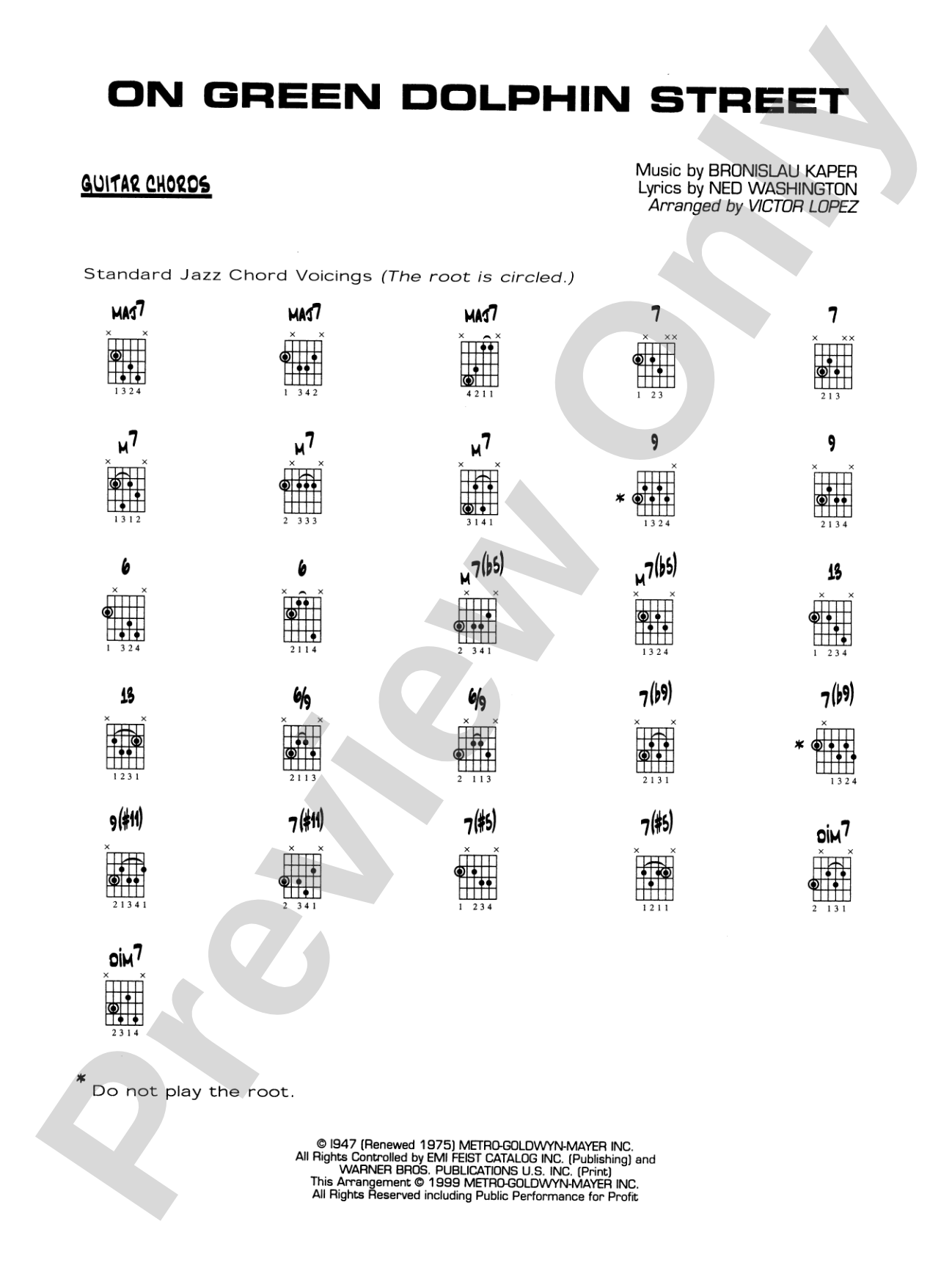 On Green Dolphin Street: Guitar Chords