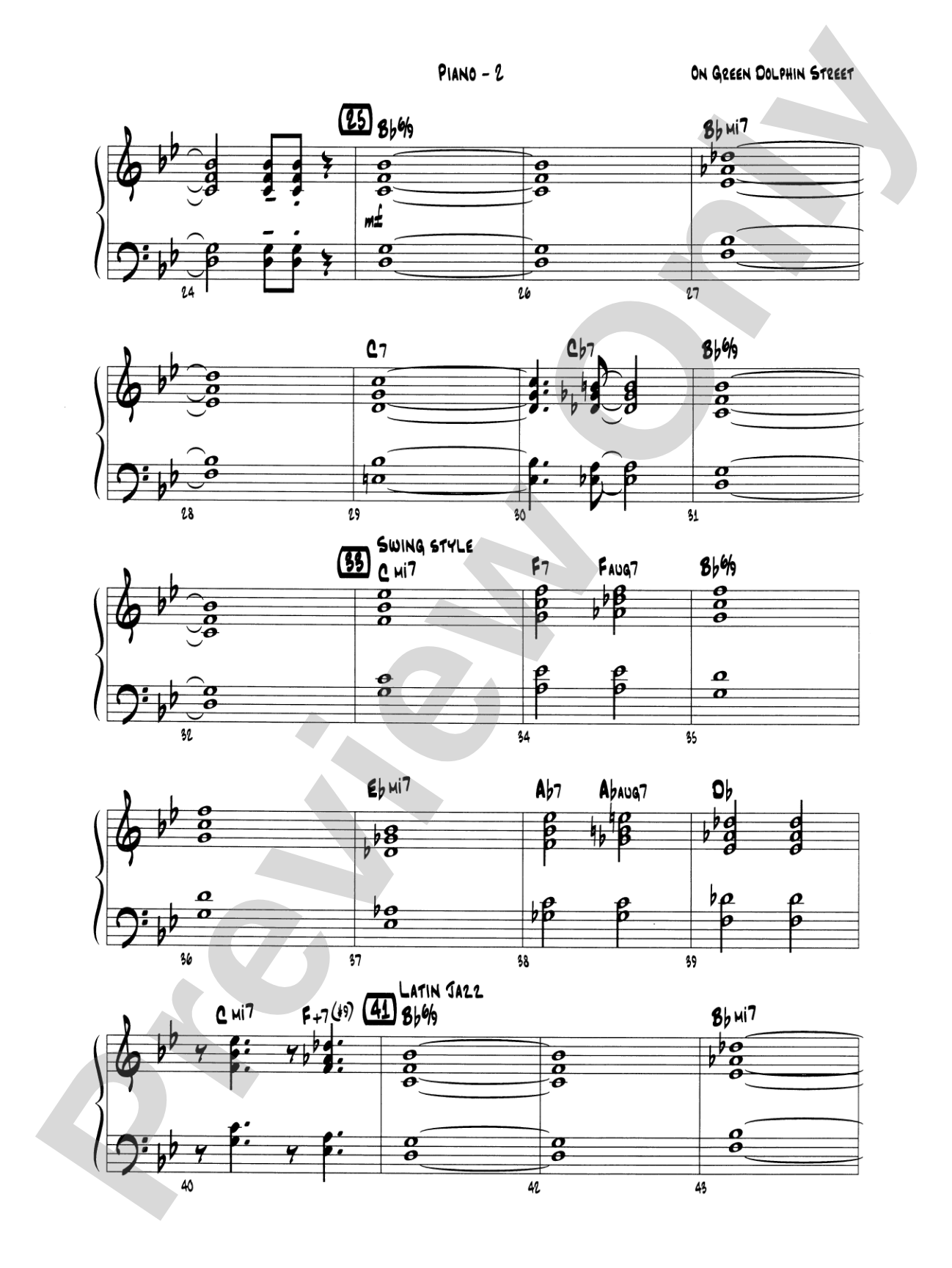 On Green Dolphin Street: Piano Accompaniment