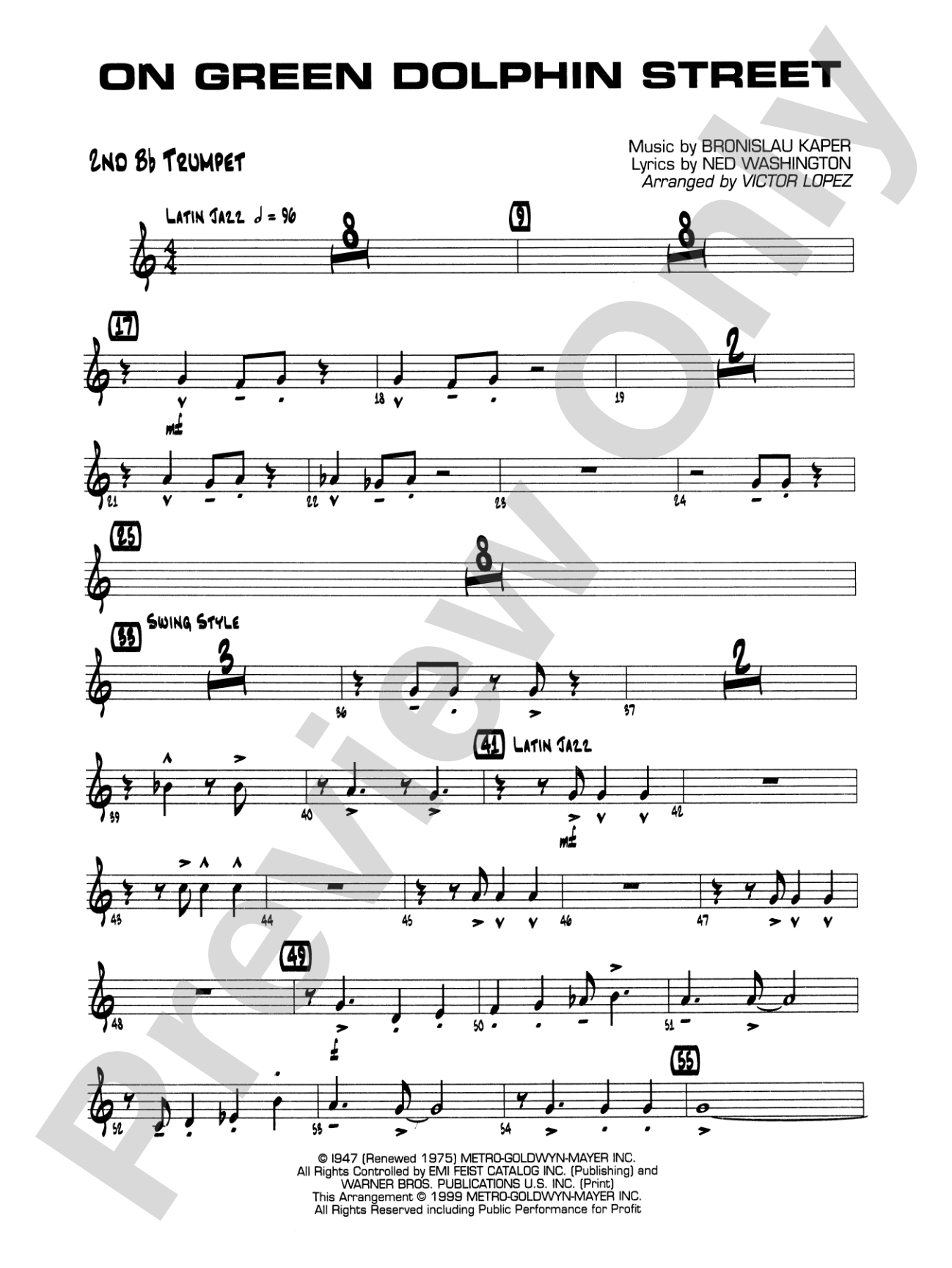 On Green Dolphin Street: 2nd B-flat Trumpet