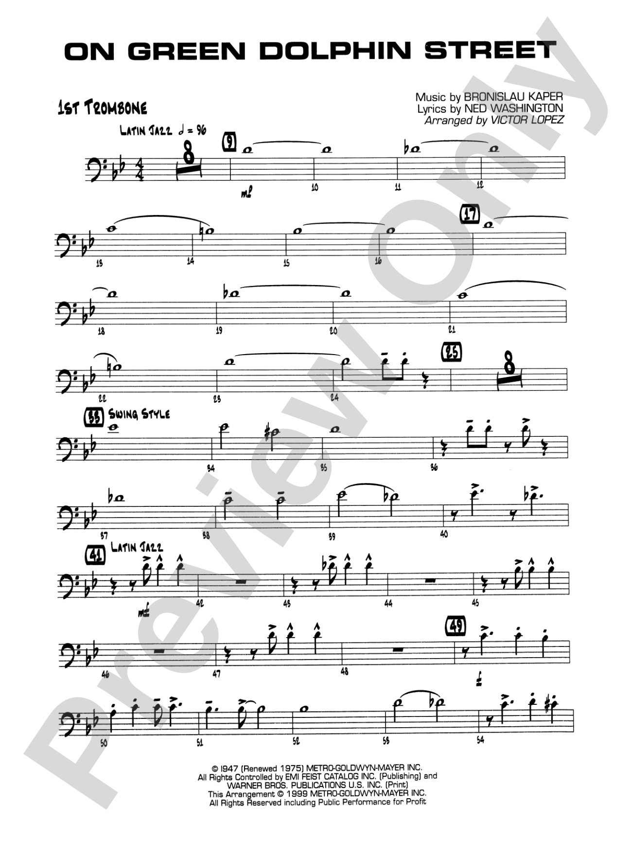 On Green Dolphin Street: 1st Trombone