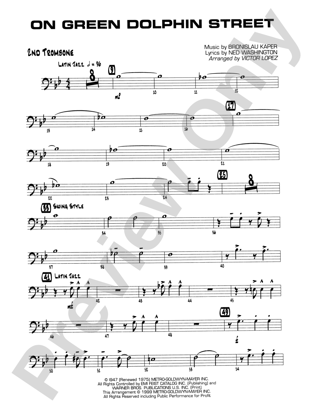 On Green Dolphin Street: 2nd Trombone