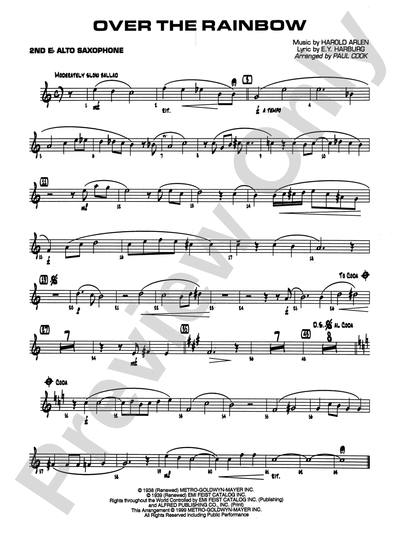 Over the Rainbow: 2nd E-flat Alto Saxophone
