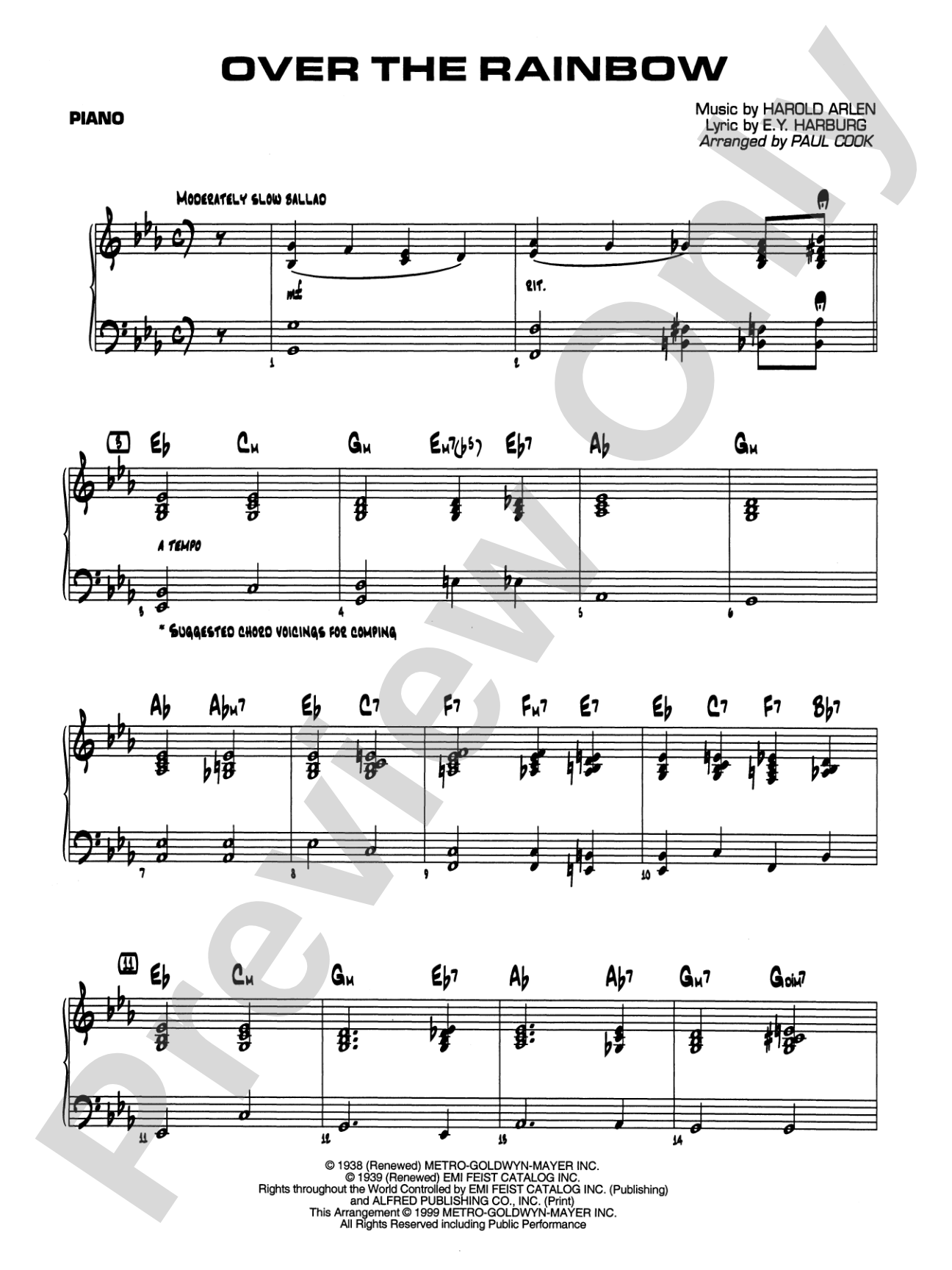 Over the Rainbow: Piano Accompaniment
