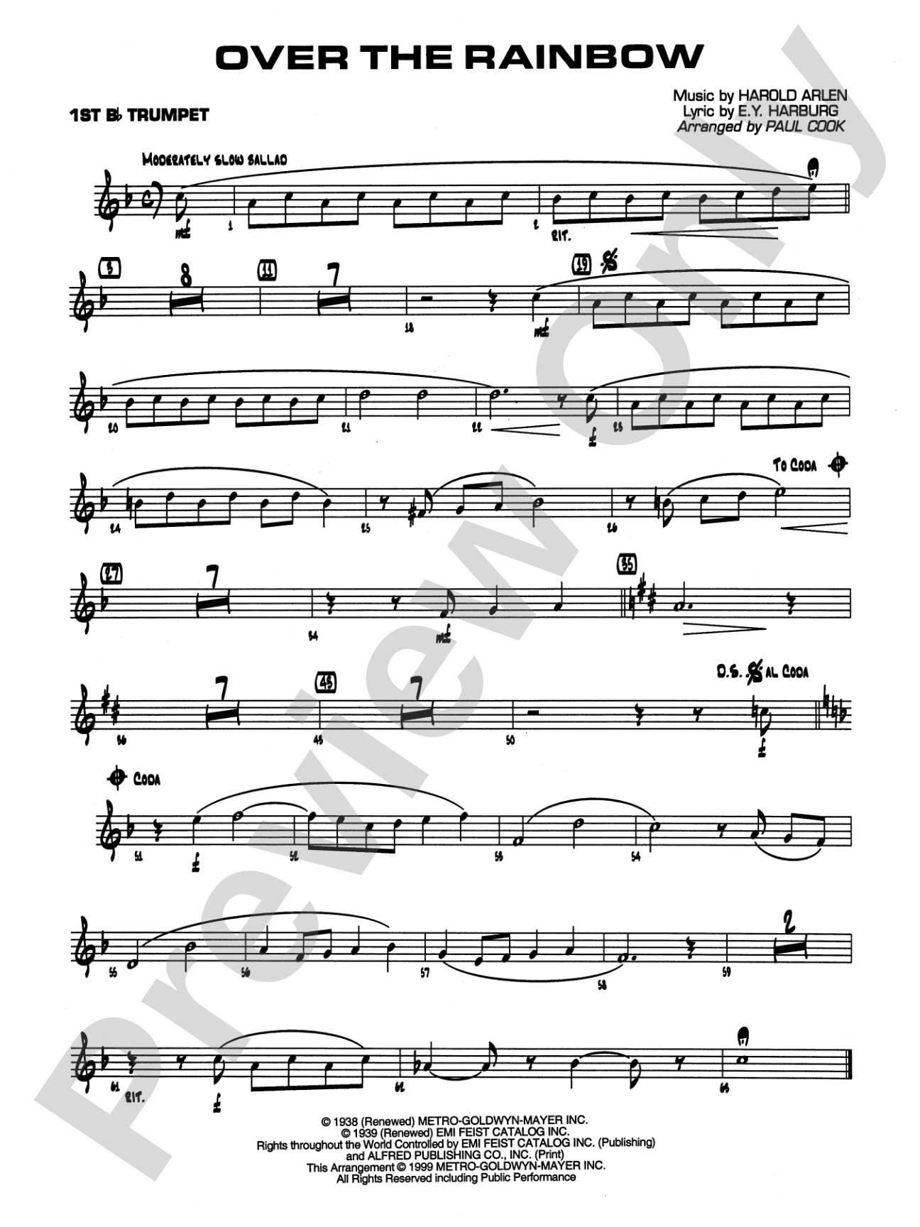 Over the Rainbow: 1st B-flat Trumpet