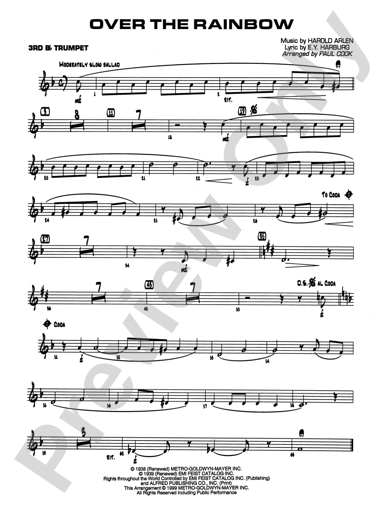 Over the Rainbow: 3rd B-flat Trumpet