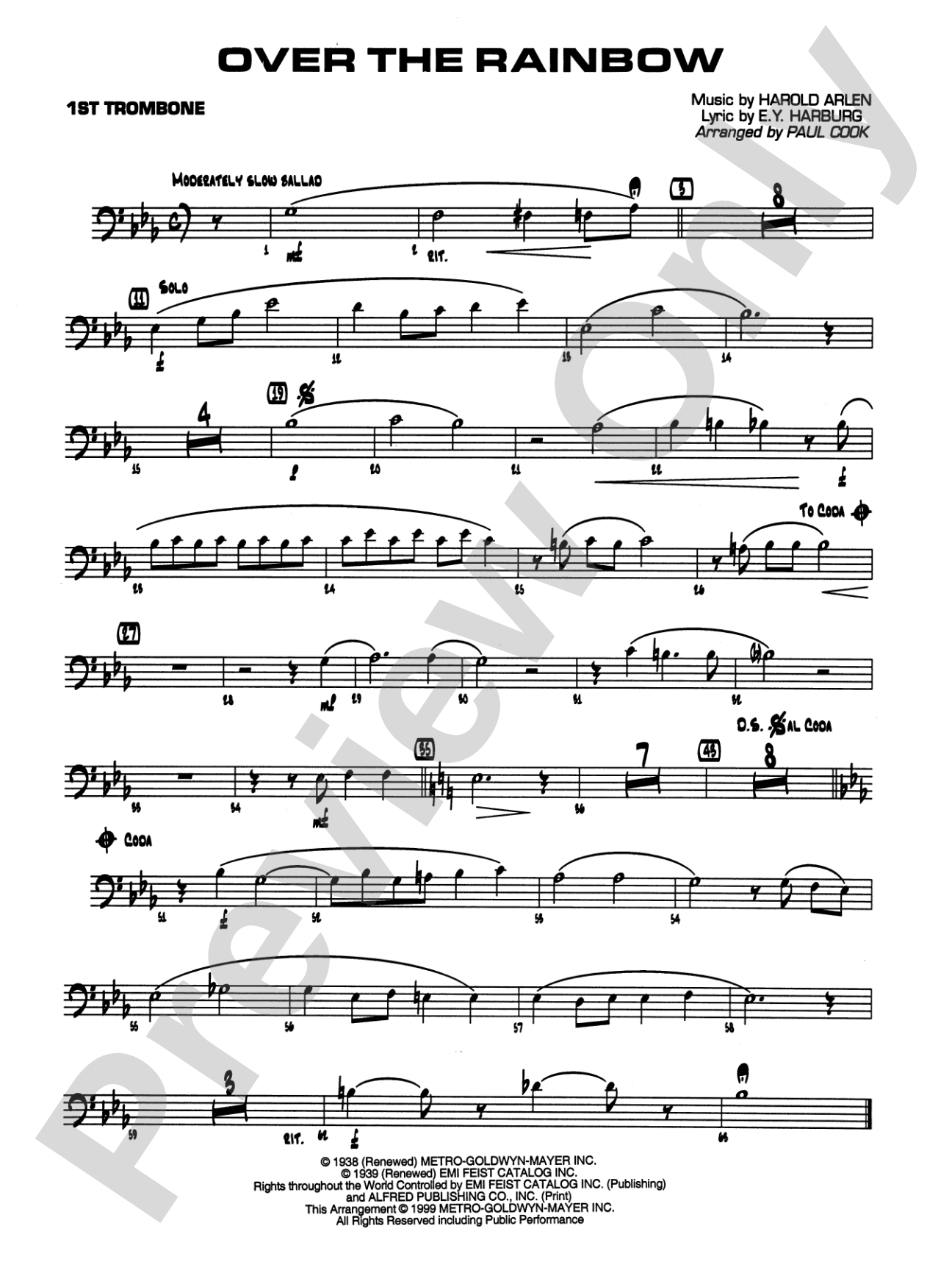 Over the Rainbow: 1st Trombone