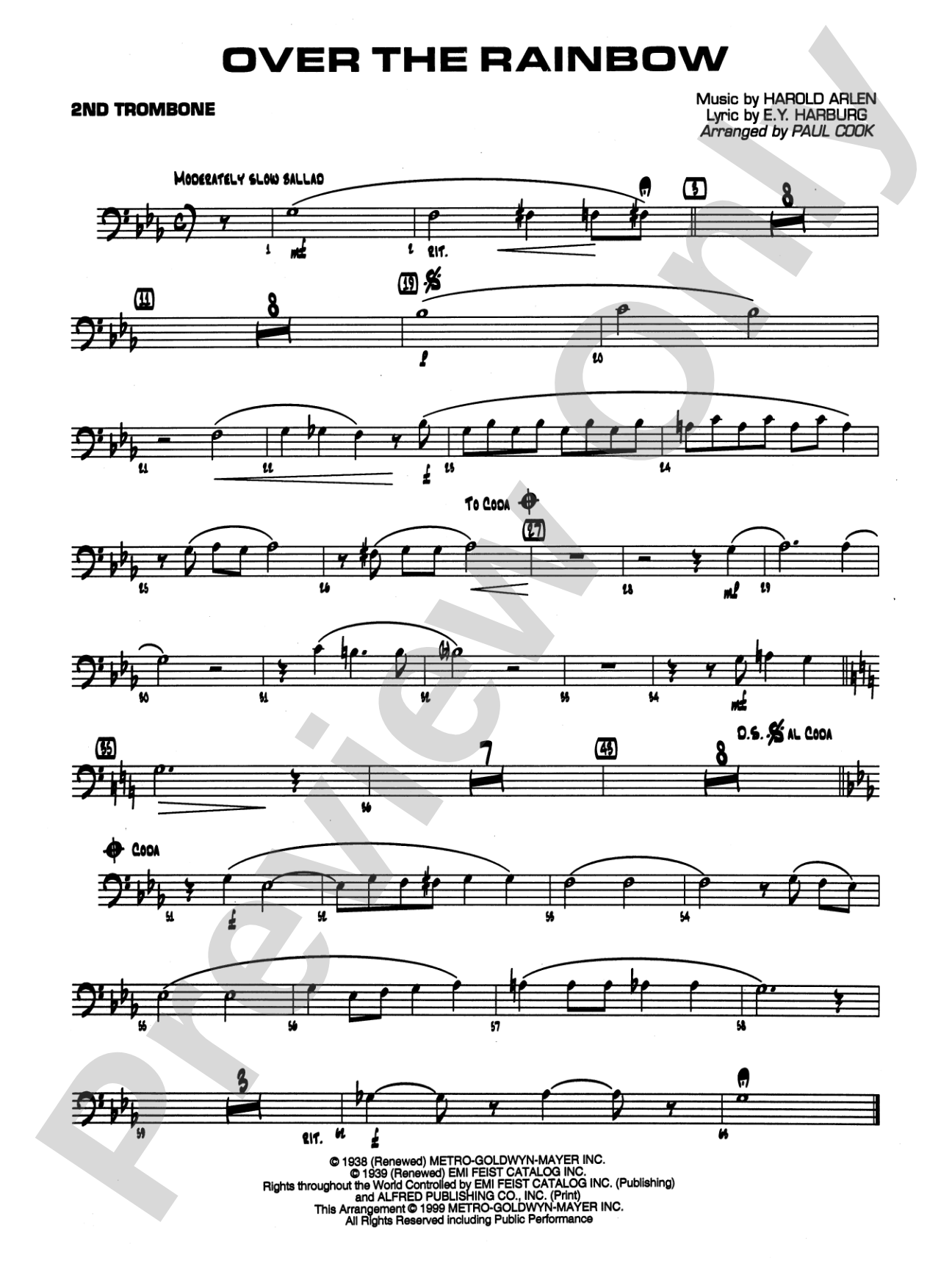 Over the Rainbow: 2nd Trombone