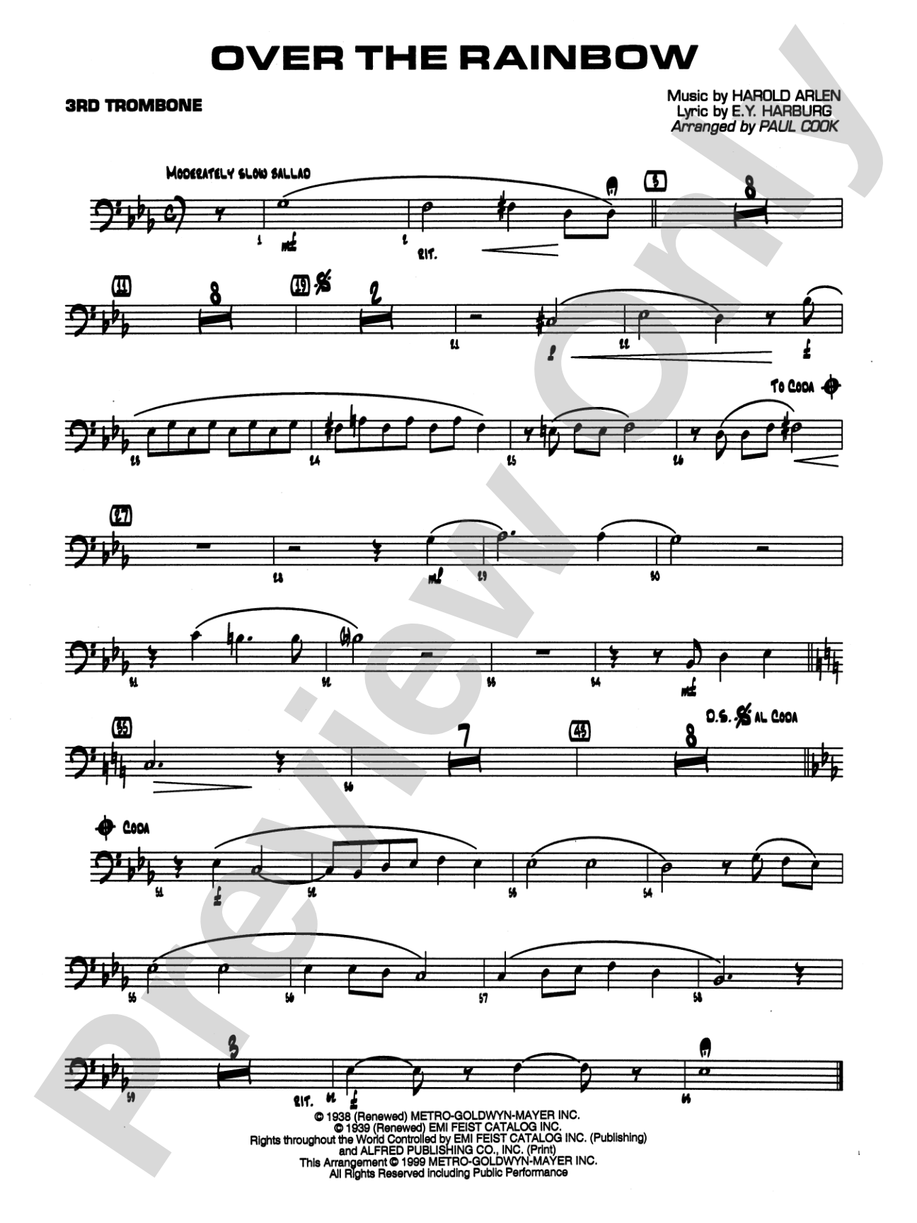 Over the Rainbow: 3rd Trombone