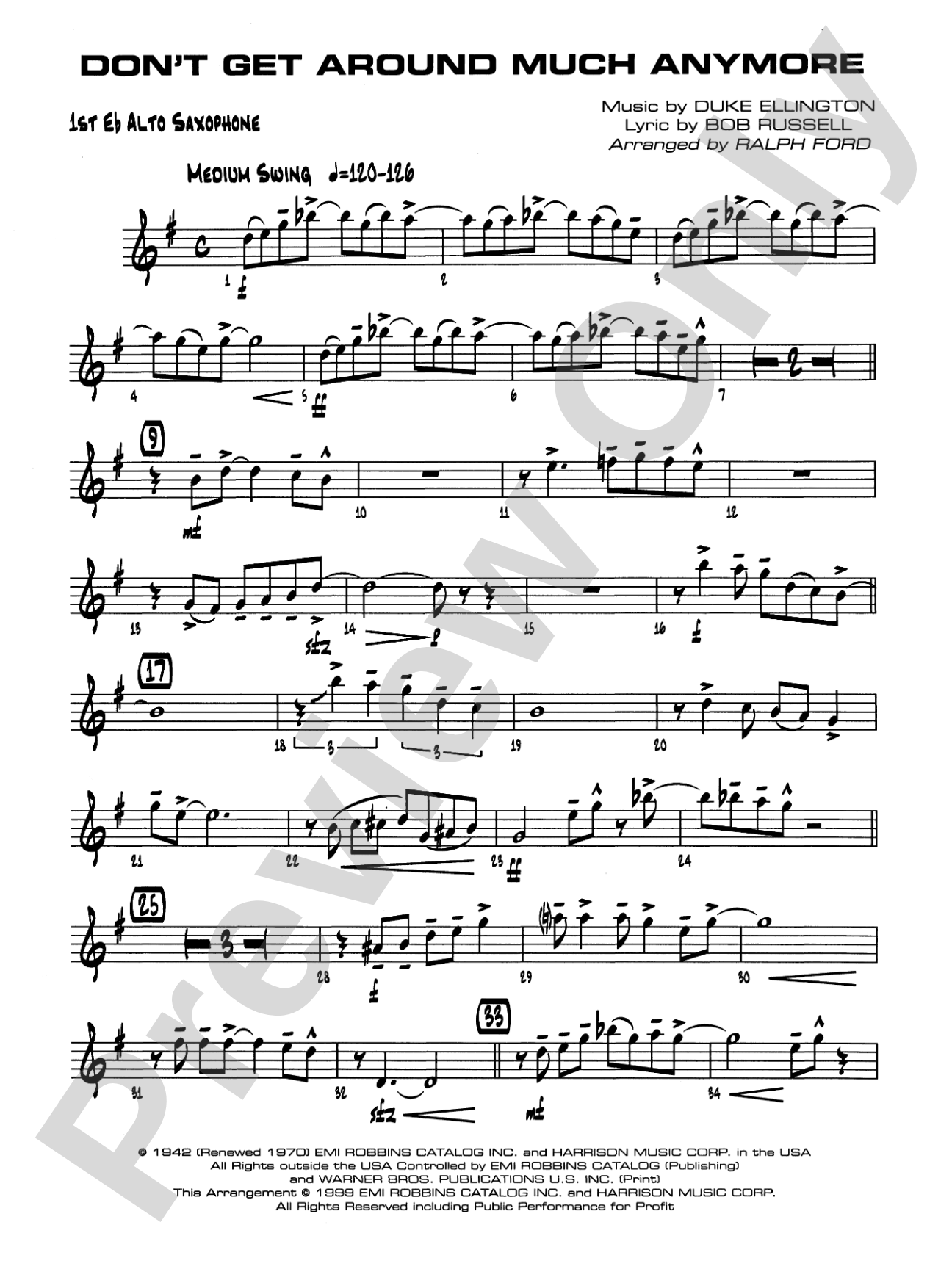 Don't Get Around Much Anymore: E-flat Alto Saxophone