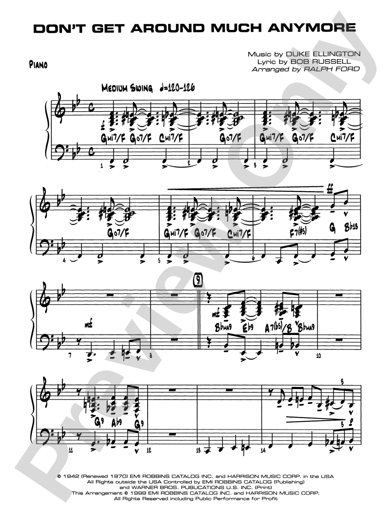 Don't Get Around Much Anymore: Piano Accompaniment