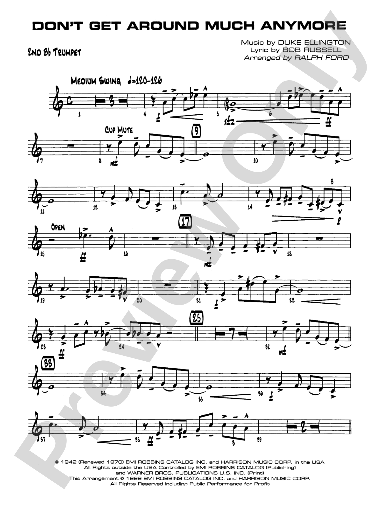 Don't Get Around Much Anymore: 2nd B-flat Trumpet