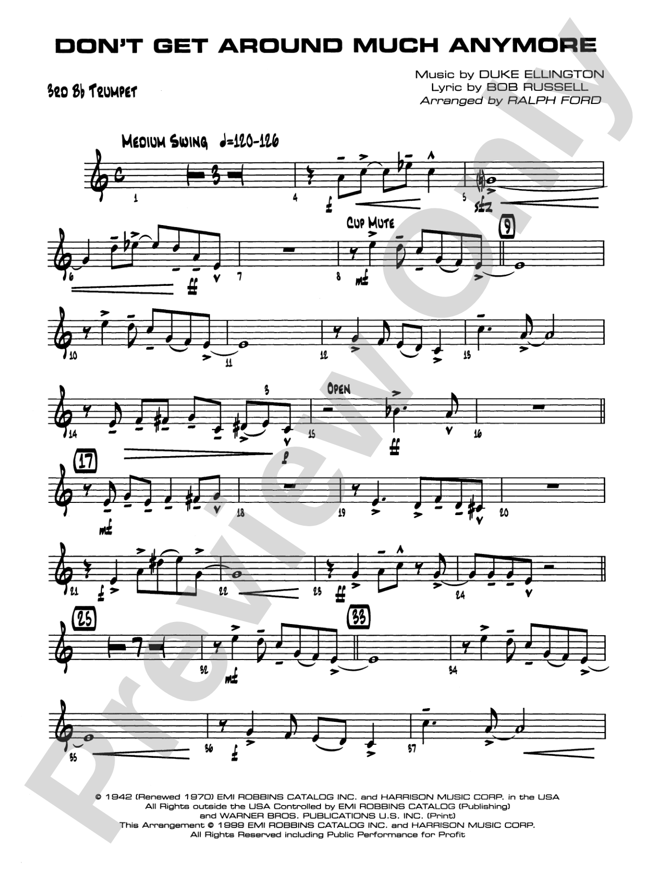 Don't Get Around Much Anymore: 3rd B-flat Trumpet