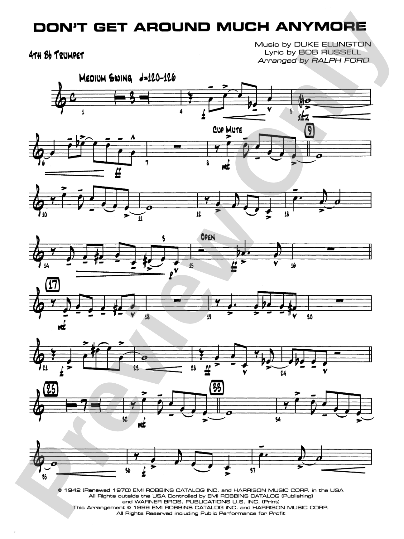 Don't Get Around Much Anymore: 4th B-flat Trumpet