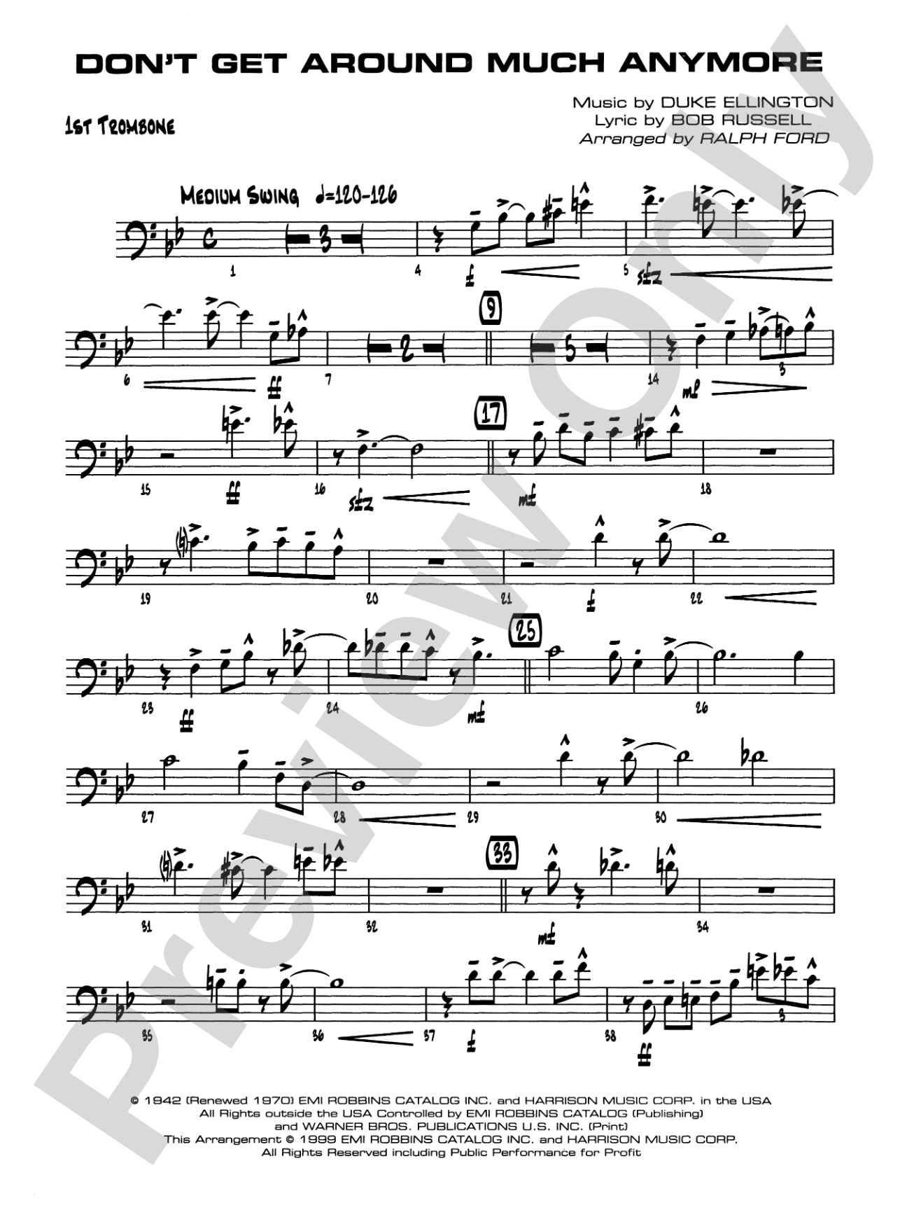 Don't Get Around Much Anymore: 1st Trombone