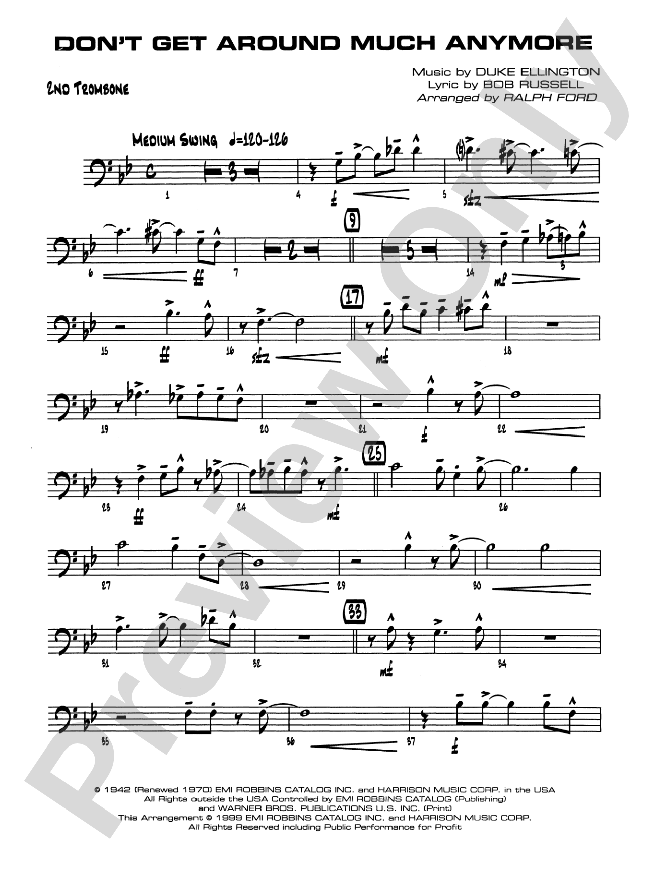 Don't Get Around Much Anymore: 2nd Trombone