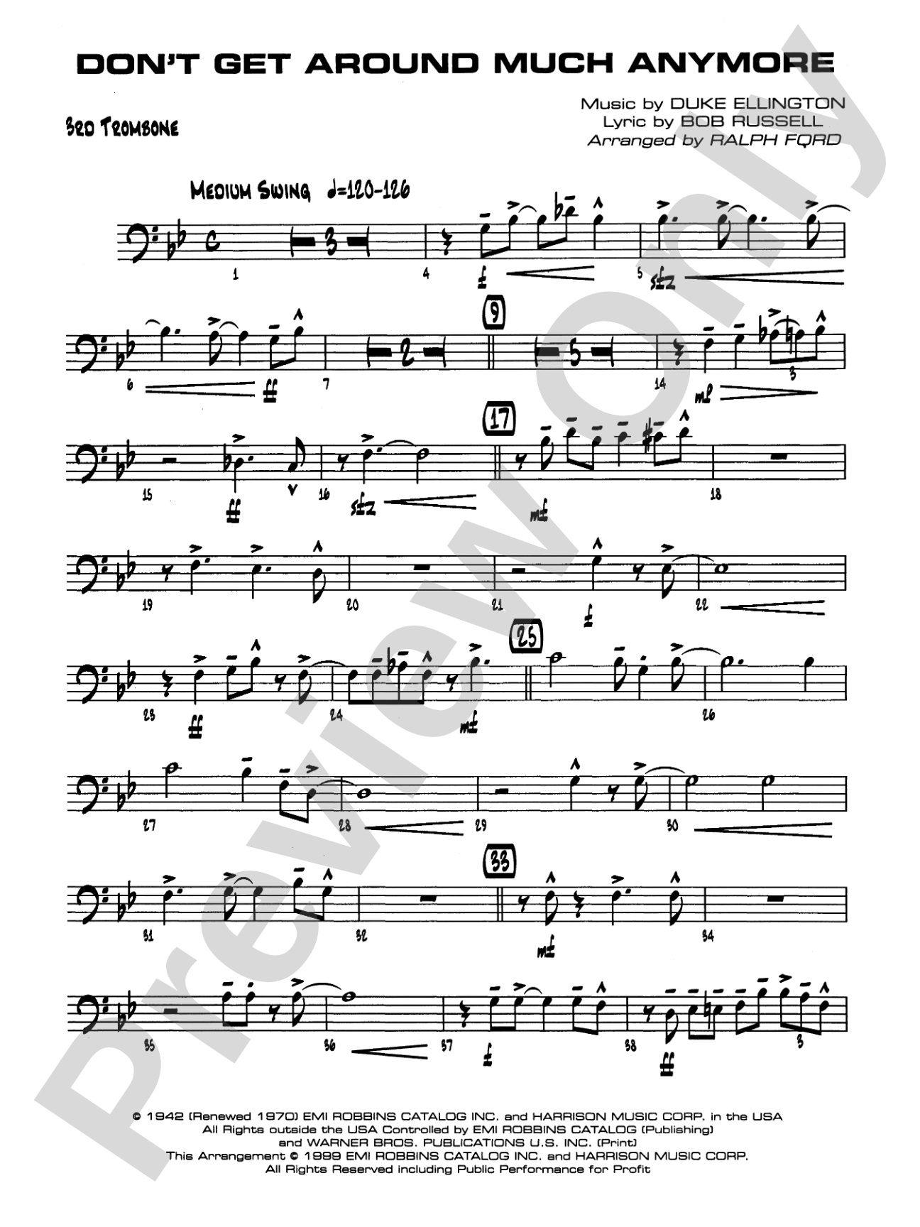 Don't Get Around Much Anymore: 3rd Trombone