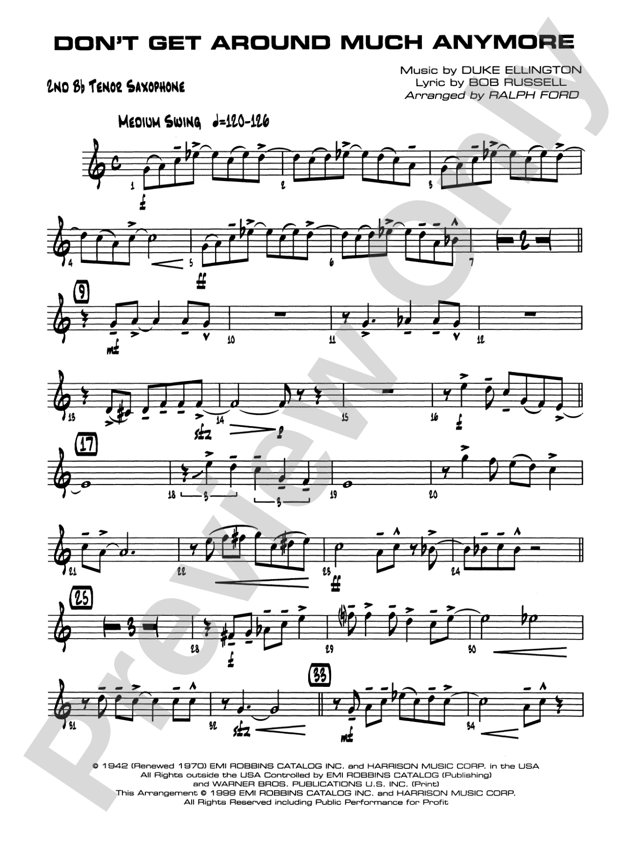 Don't Get Around Much Anymore: 2nd B-flat Tenor Saxophone