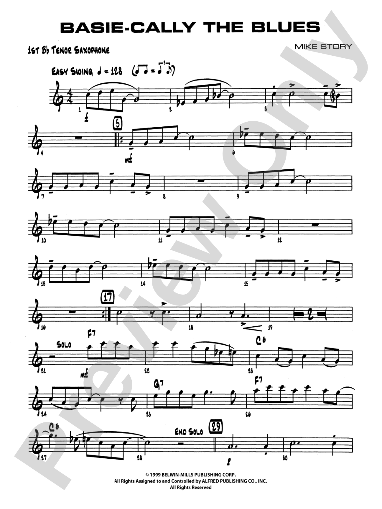 Basie-Cally the Blues: B-flat Tenor Saxophone