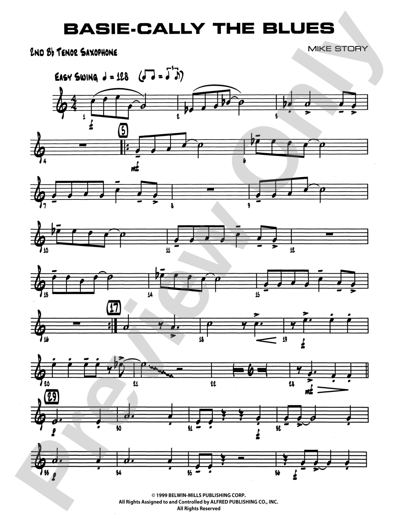 Basie-Cally the Blues: 2nd B-flat Tenor Saxophone