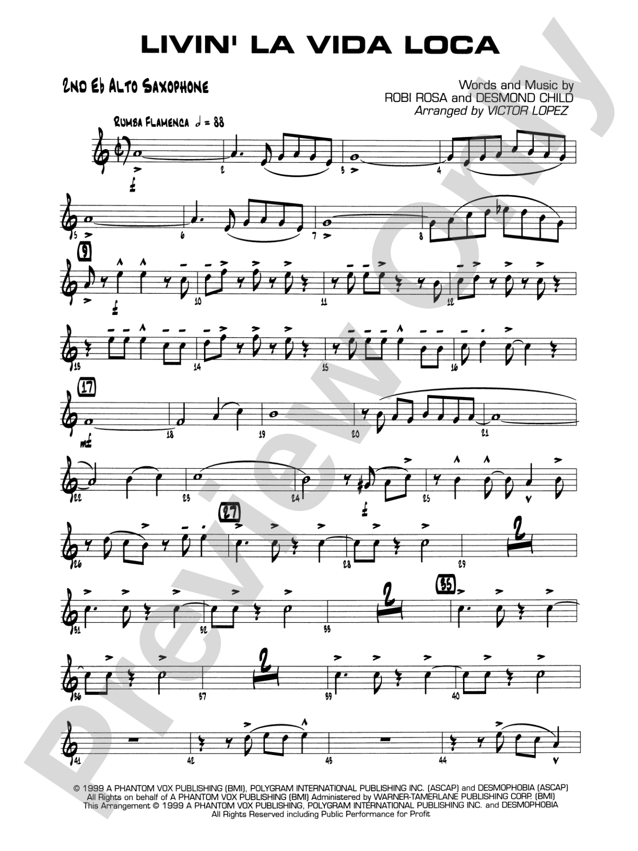 Livin' la Vida Loca: 2nd E-flat Alto Saxophone