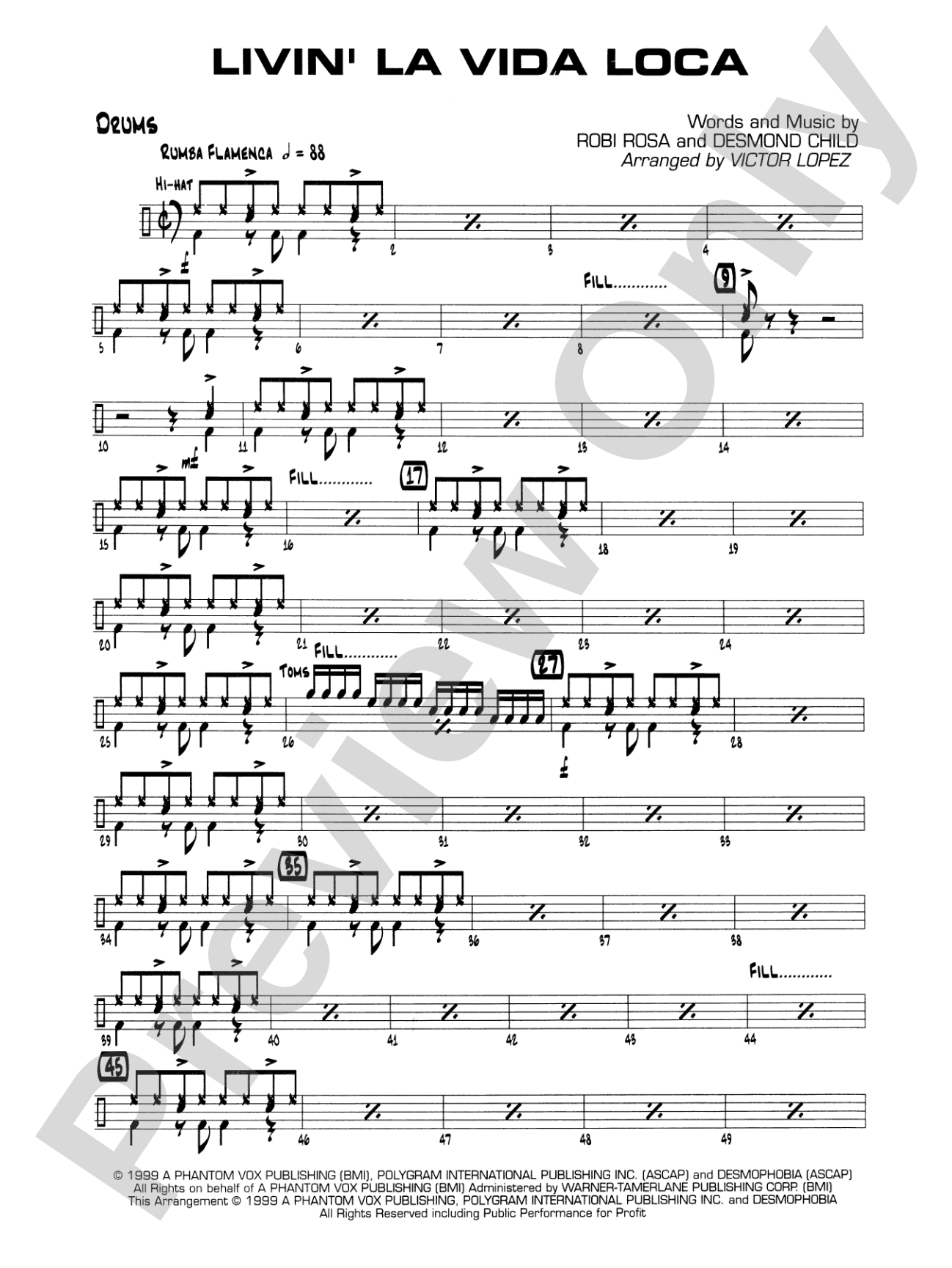 Livin' la Vida Loca: Drums