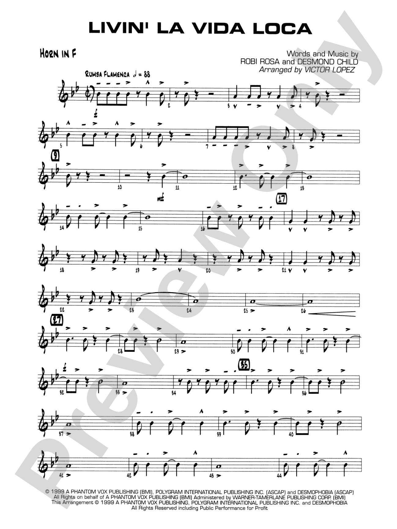 Livin' la Vida Loca: 1st F Horn