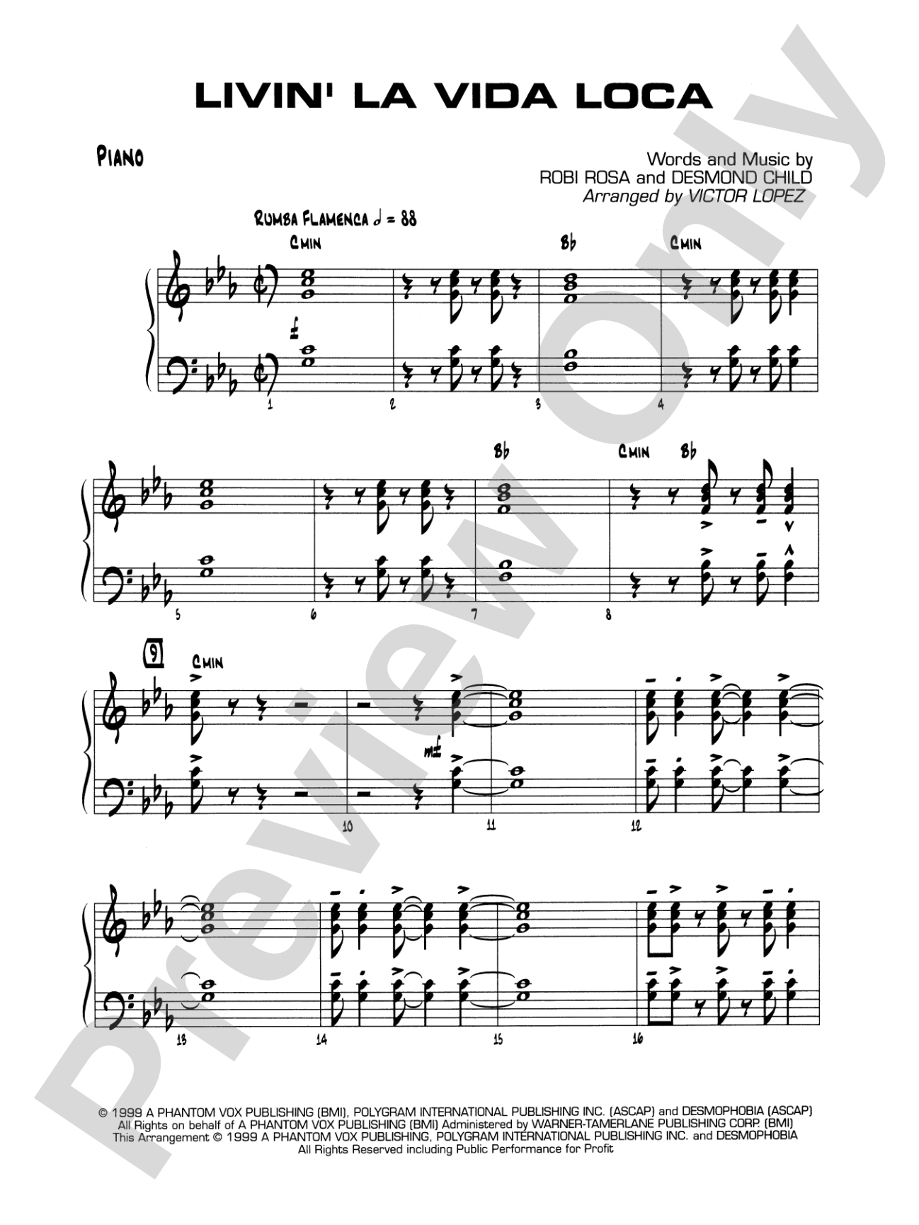 Livin' la Vida Loca: Piano Accompaniment