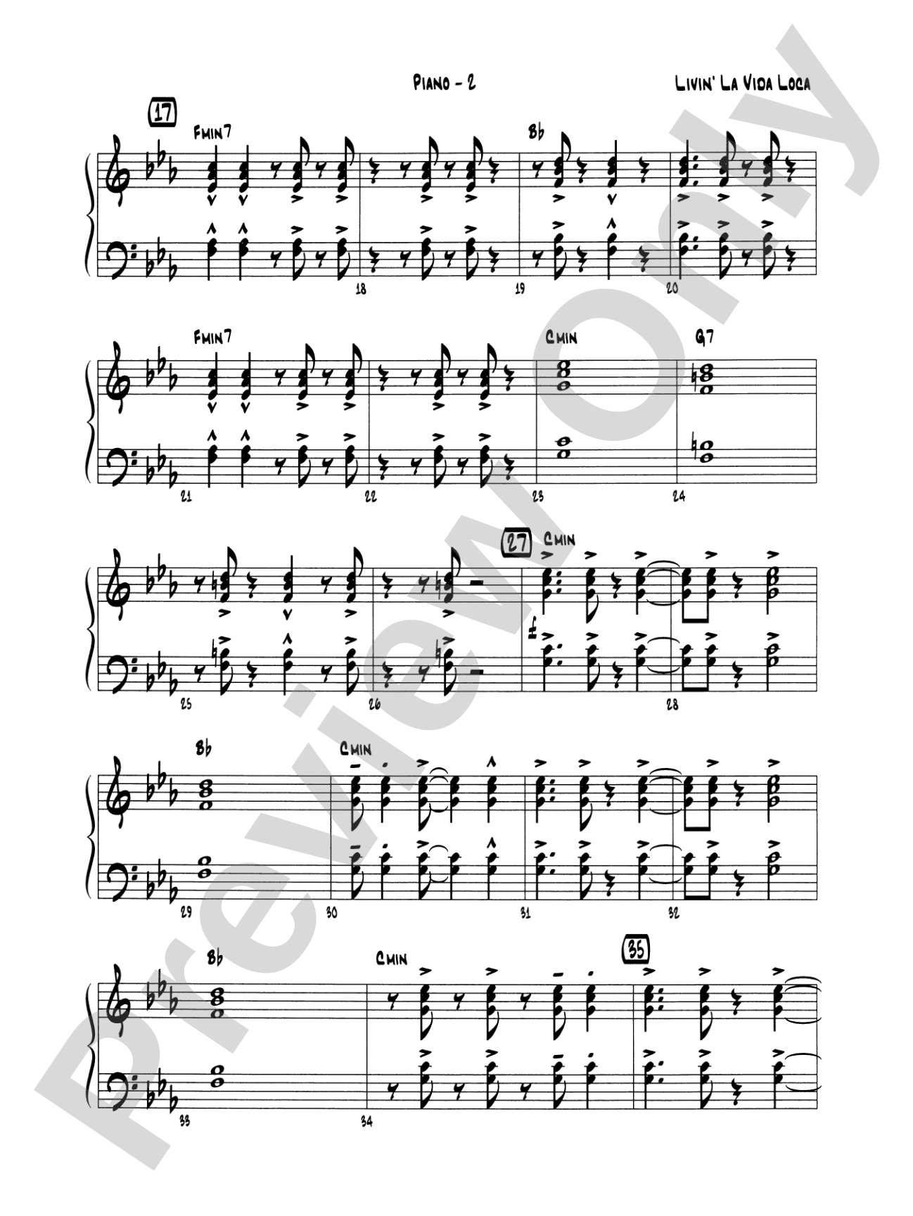 Livin' la Vida Loca: Piano Accompaniment