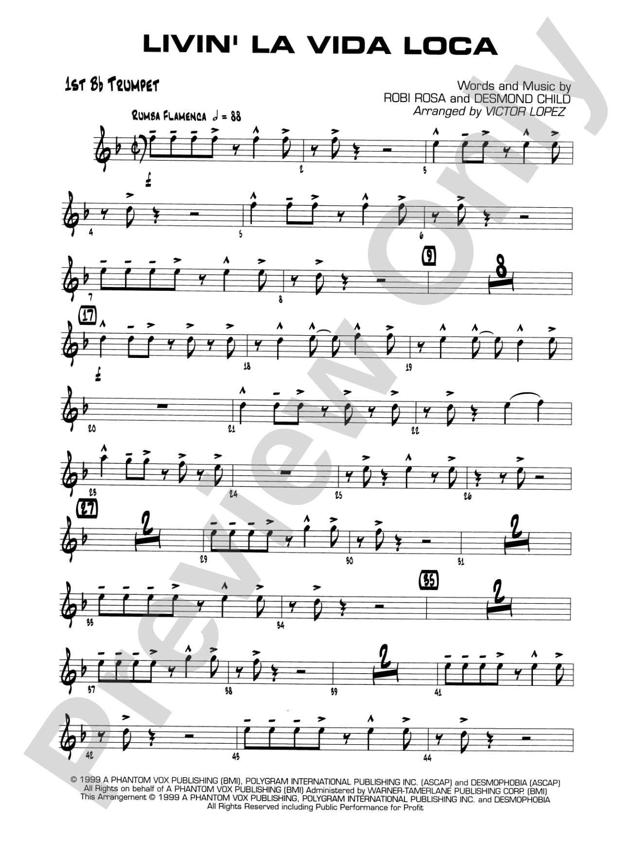 Livin' la Vida Loca: 1st B-flat Trumpet