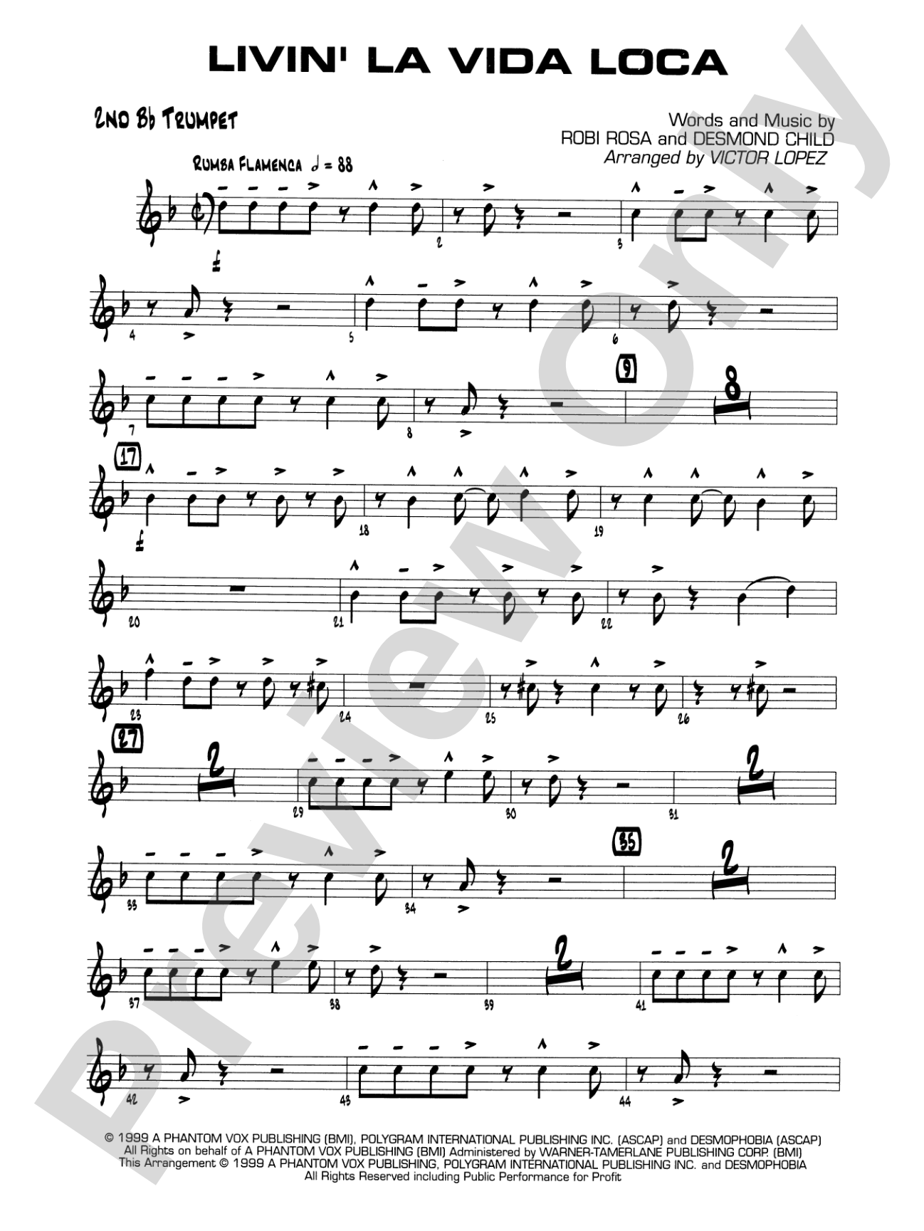 Livin' la Vida Loca: 2nd B-flat Trumpet