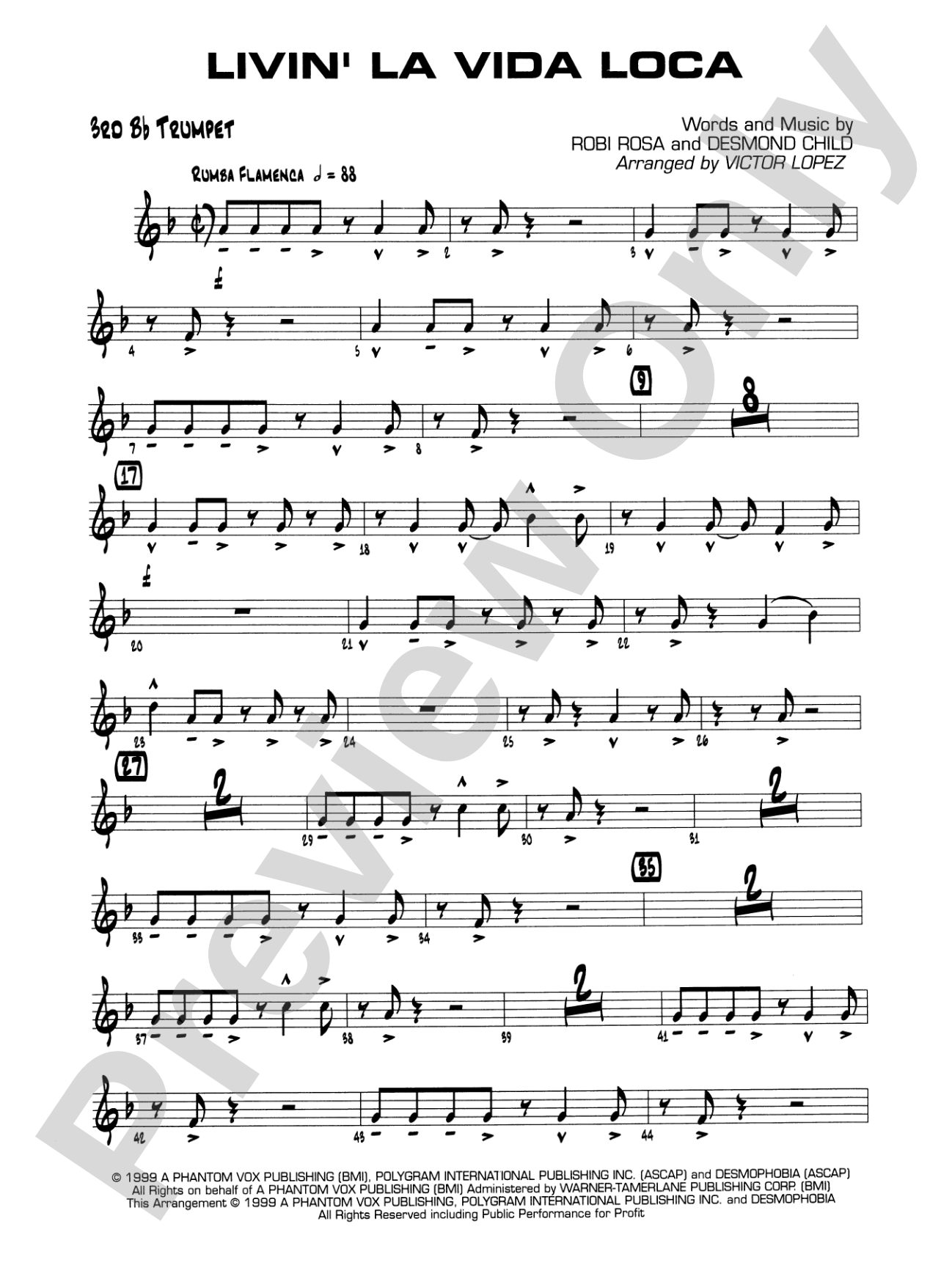 Livin' la Vida Loca: 3rd B-flat Trumpet
