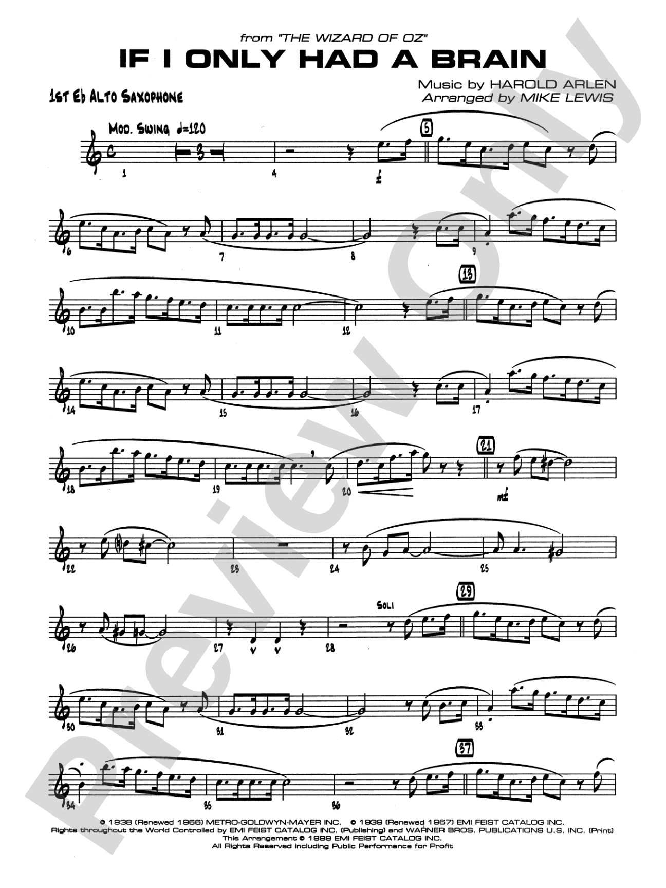 If I Only Had a Brain: E-flat Alto Saxophone