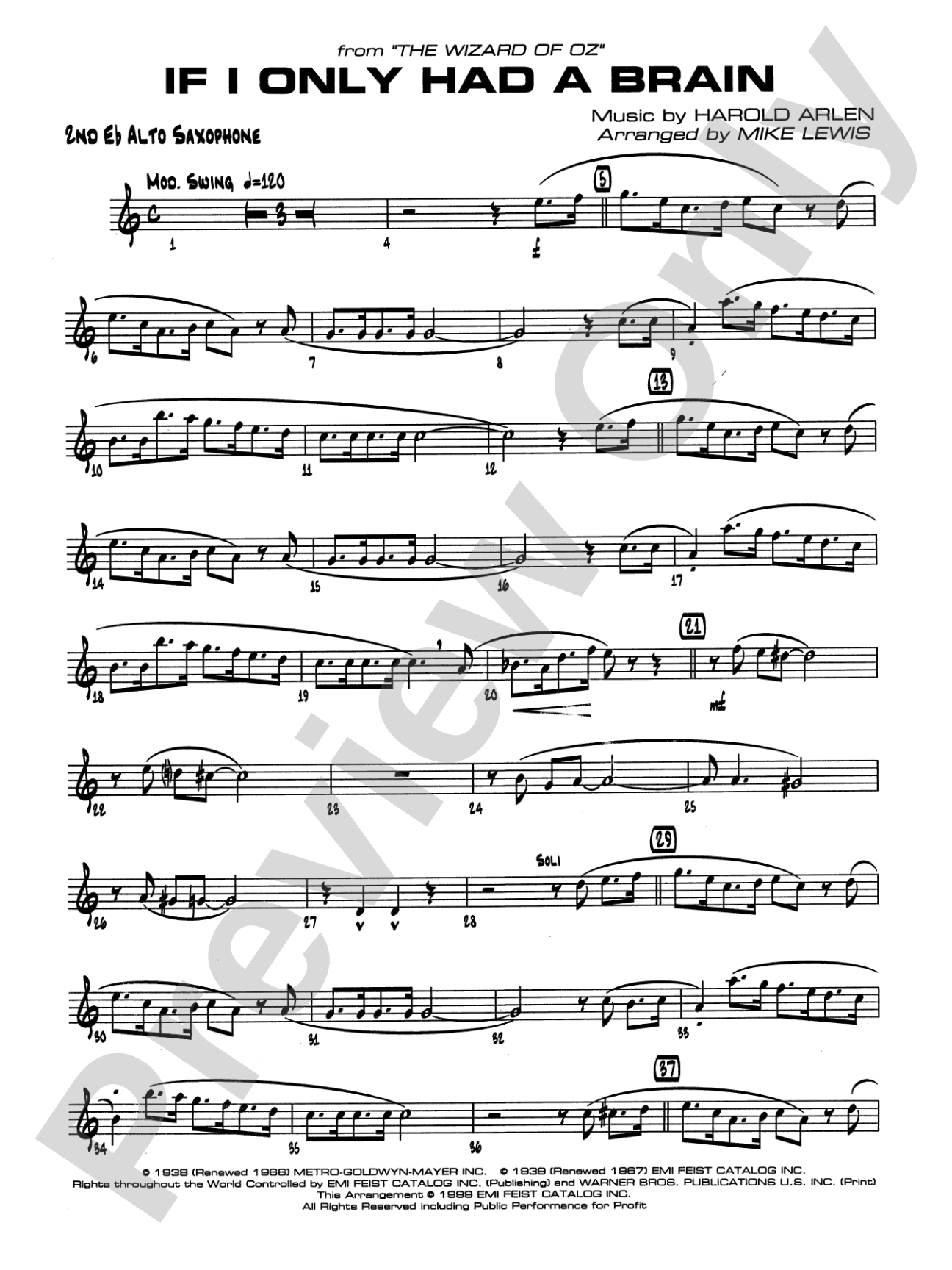 If I Only Had a Brain: 2nd E-flat Alto Saxophone