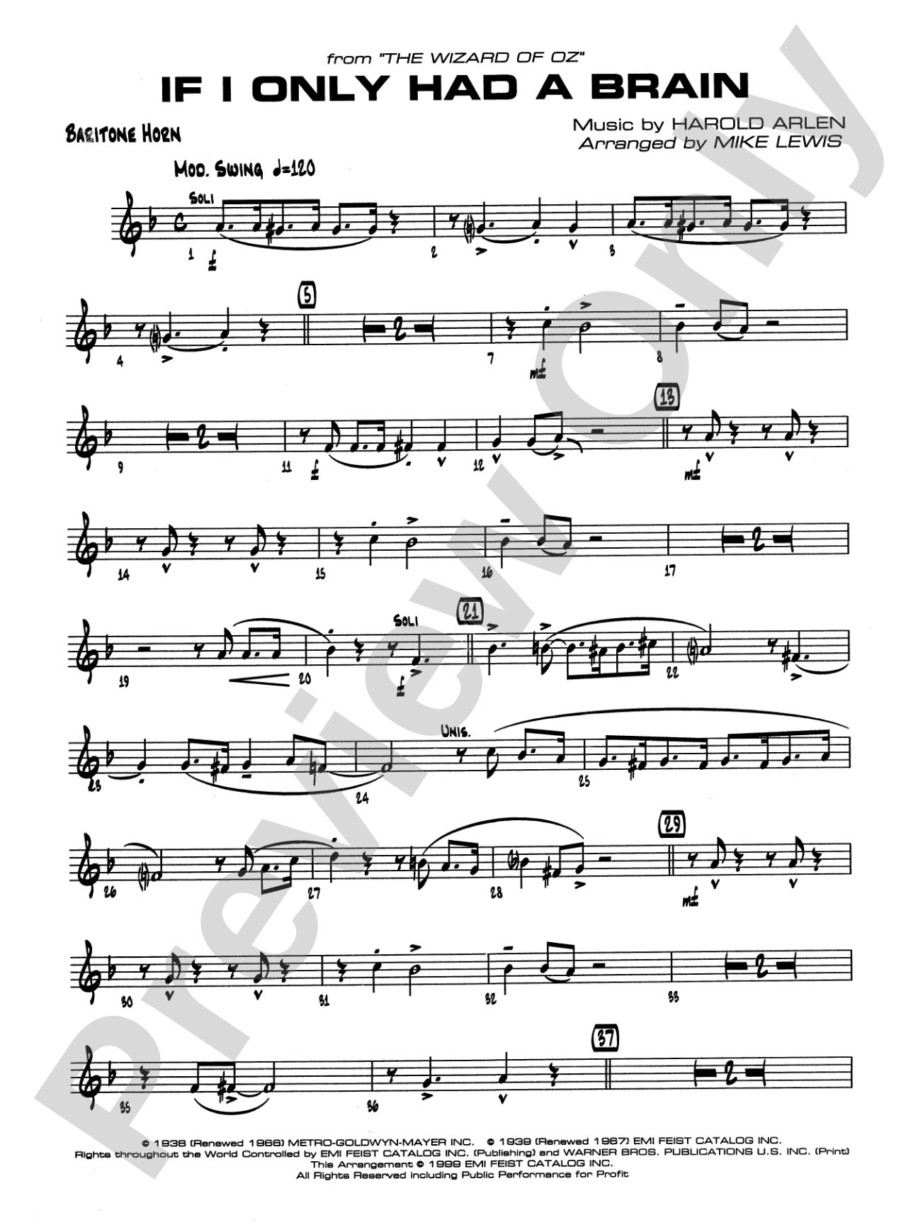 If I Only Had a Brain: Baritone T.C.