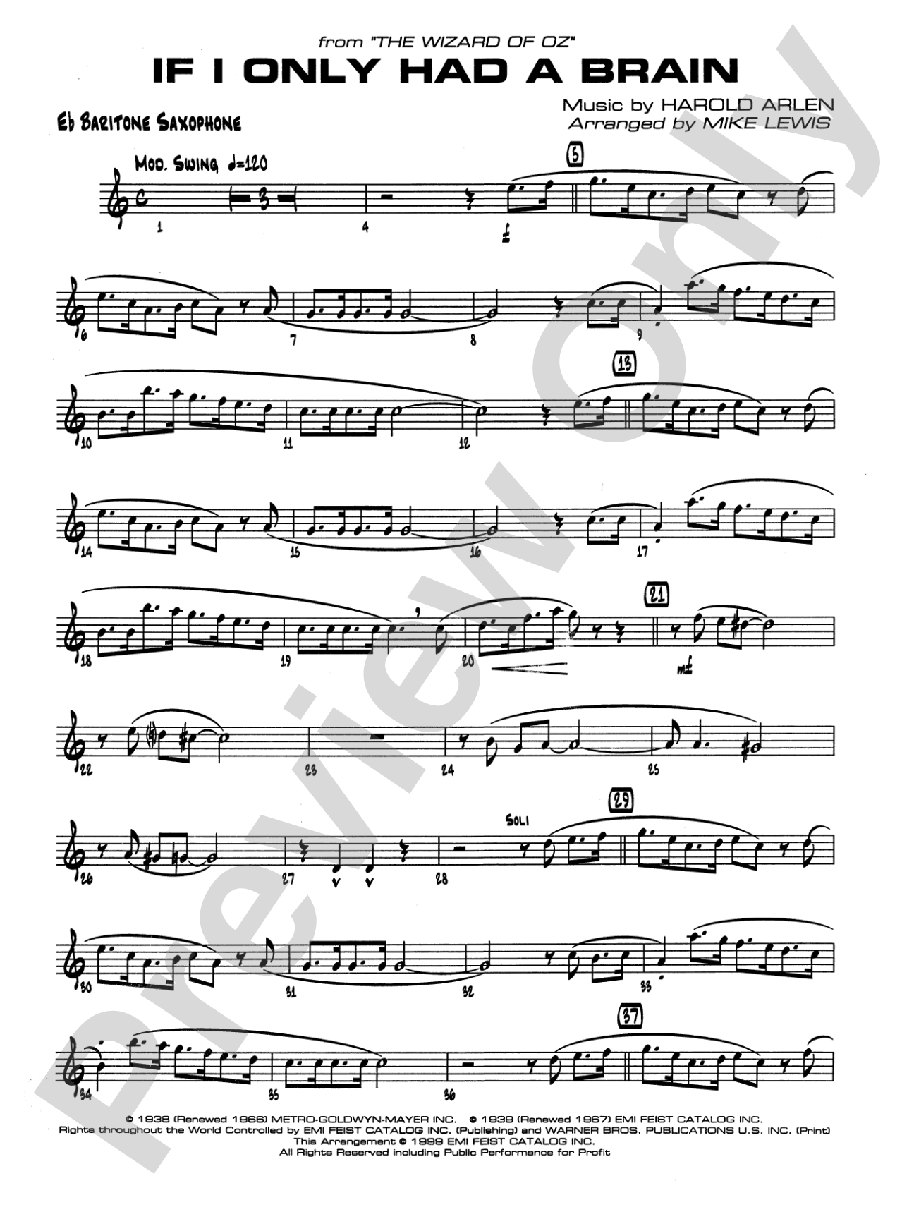 If I Only Had a Brain: E-flat Baritone Saxophone