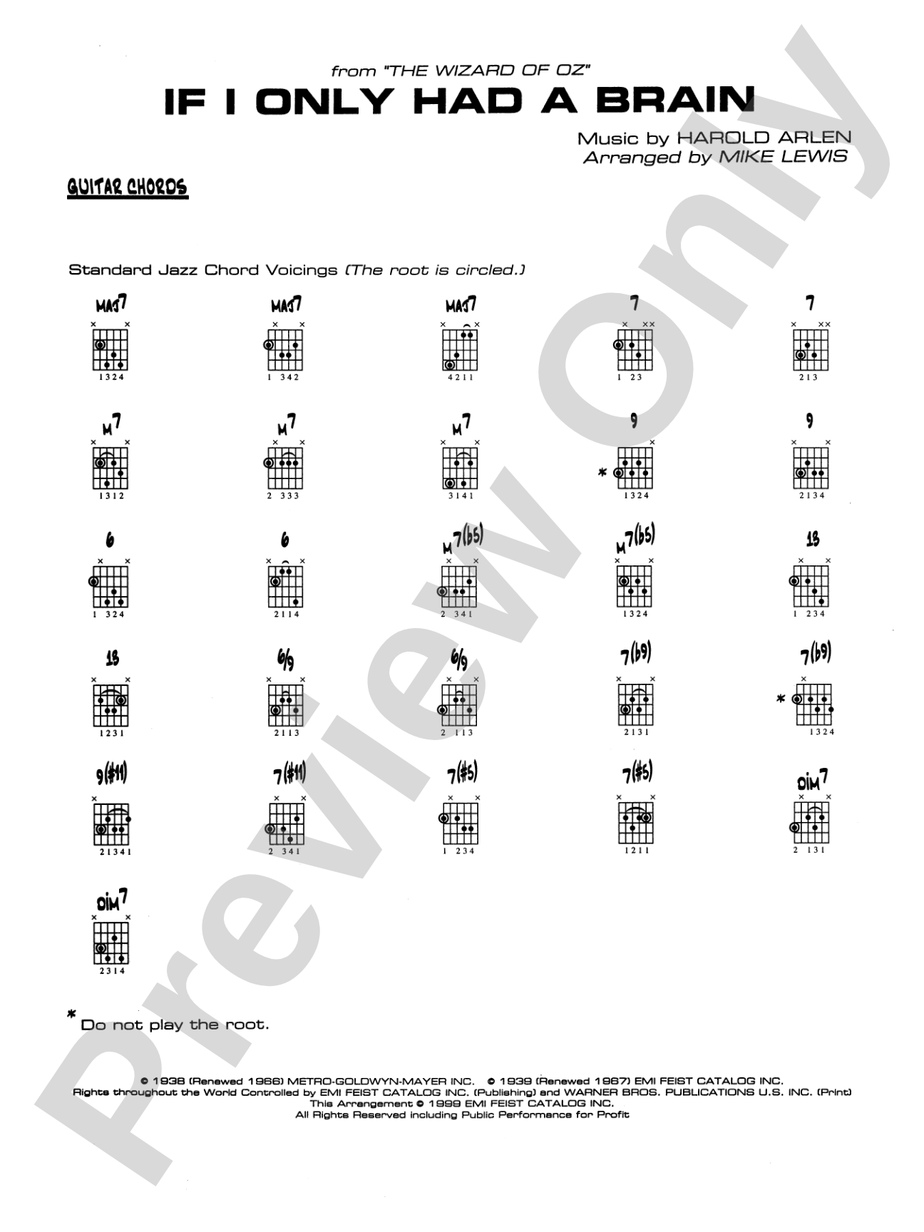 If I Only Had a Brain: Guitar Chords