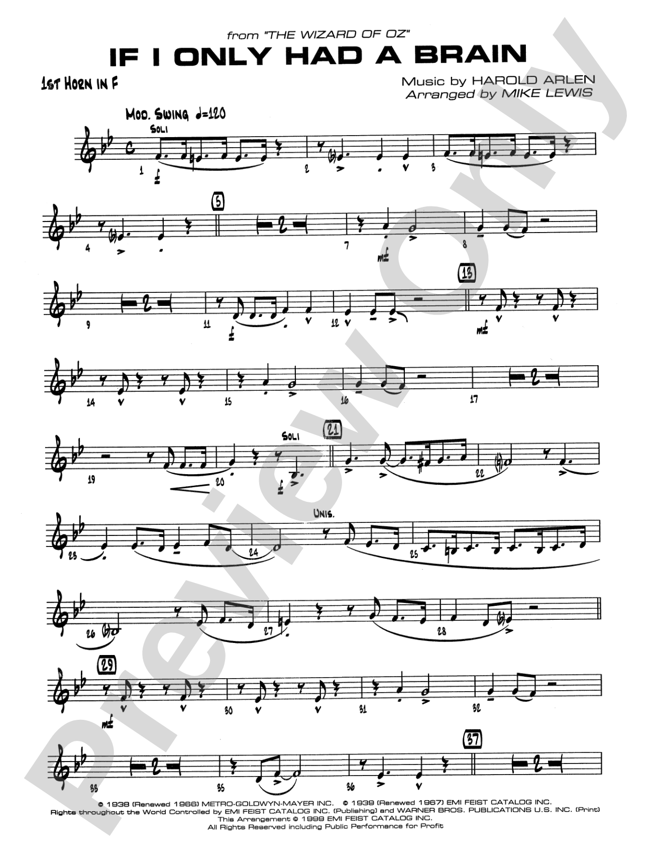 If I Only Had a Brain: 1st F Horn