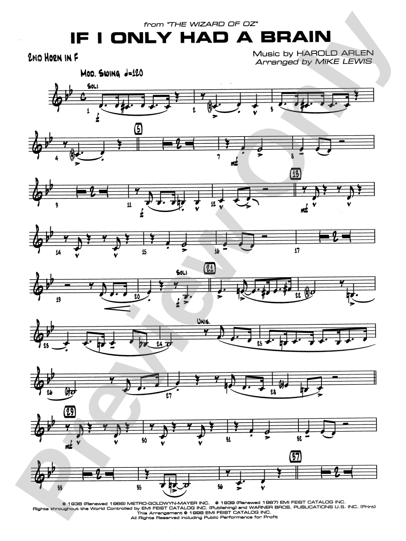 If I Only Had a Brain: 2nd F Horn