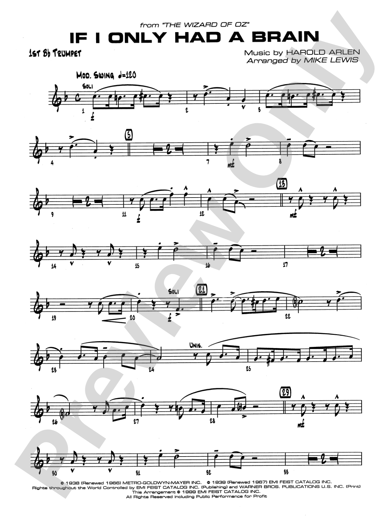 If I Only Had a Brain: 1st B-flat Trumpet
