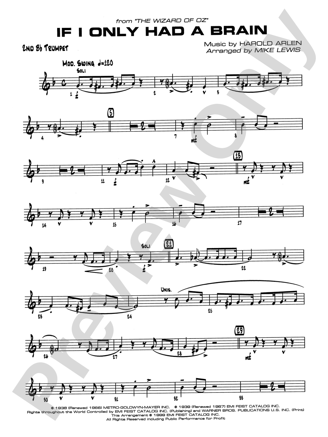 If I Only Had a Brain: 2nd B-flat Trumpet