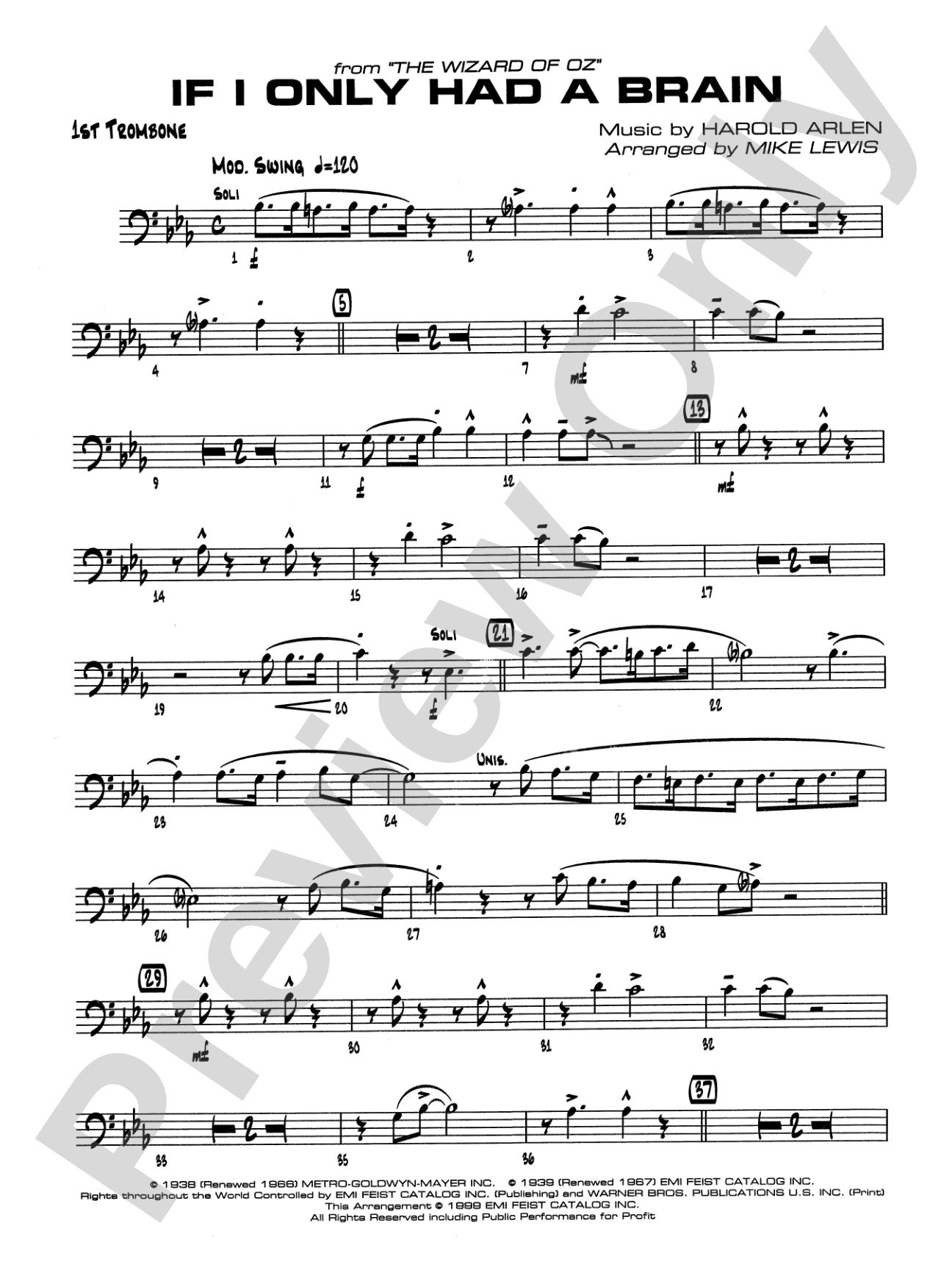 If I Only Had a Brain: 1st Trombone