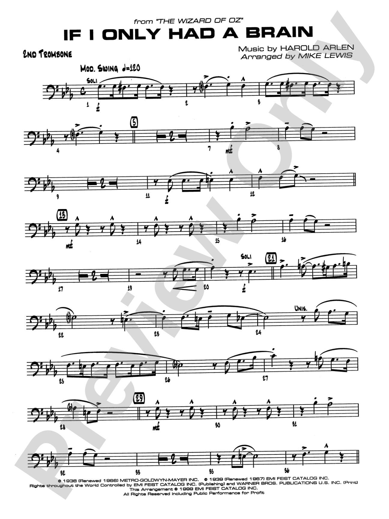 If I Only Had a Brain: 2nd Trombone