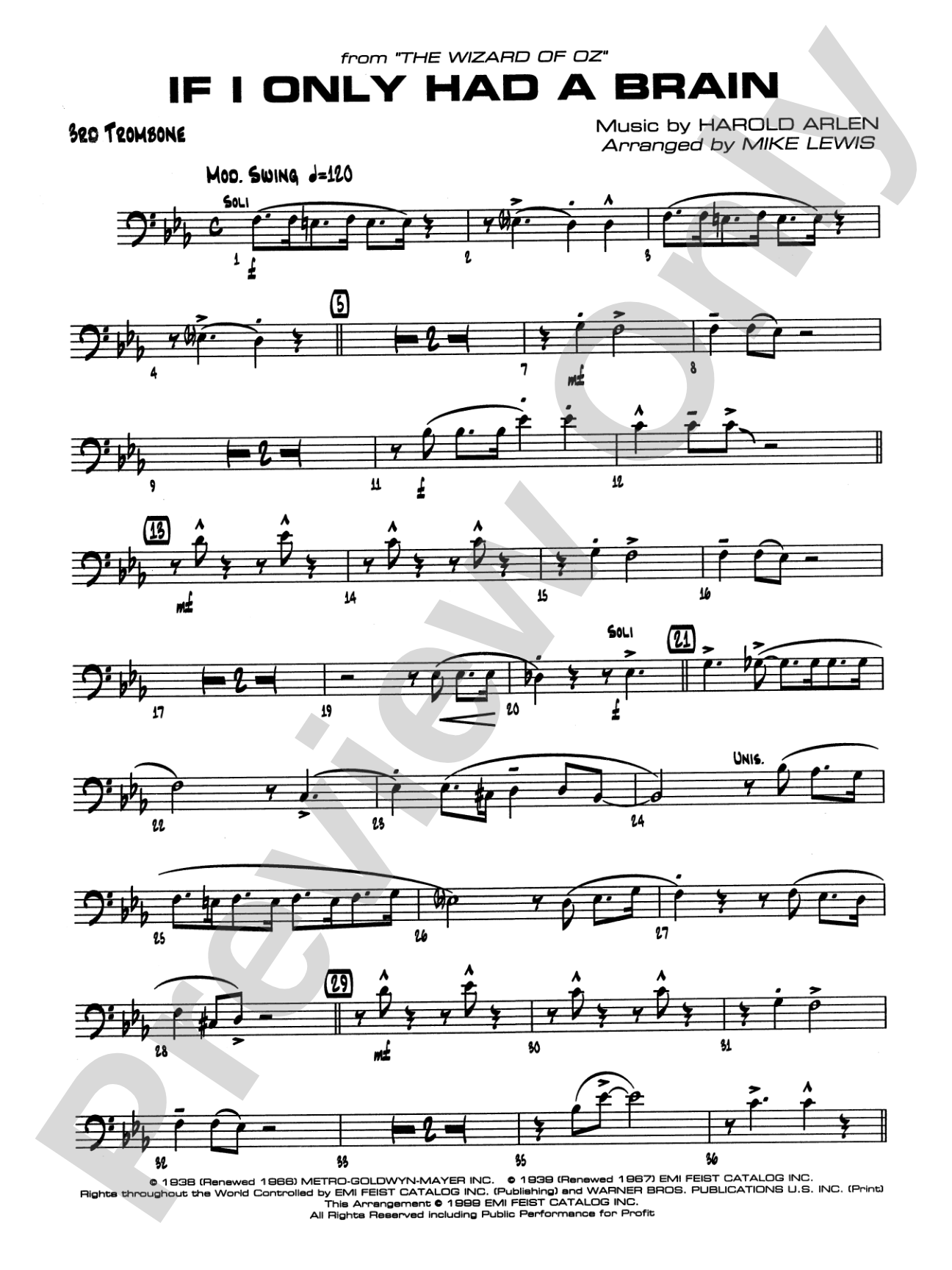 If I Only Had a Brain: 3rd Trombone